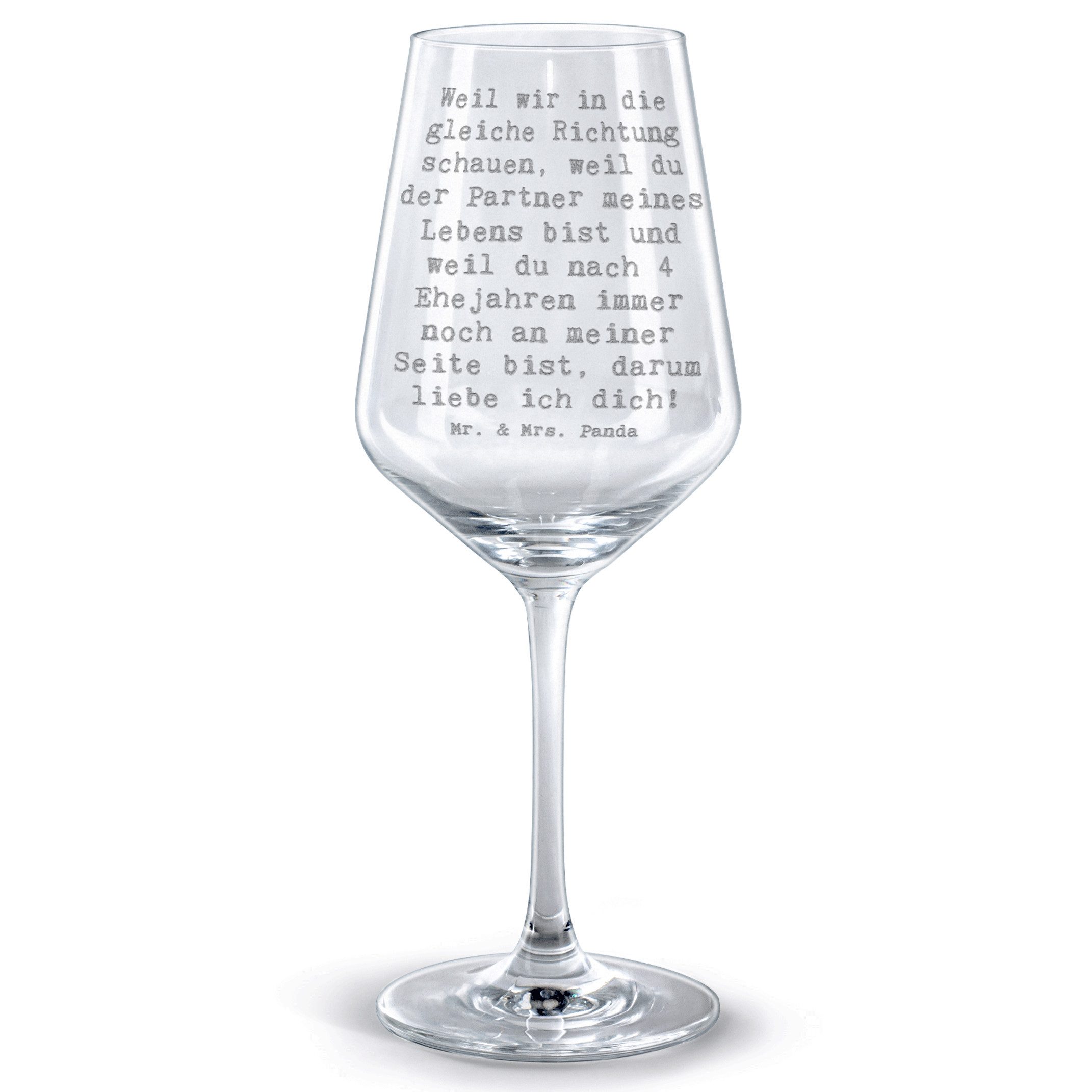 Rotweinglas Spruch 4. Hochzeitstag Seidenhochzeit - Transparent - Geschenk, Hochz