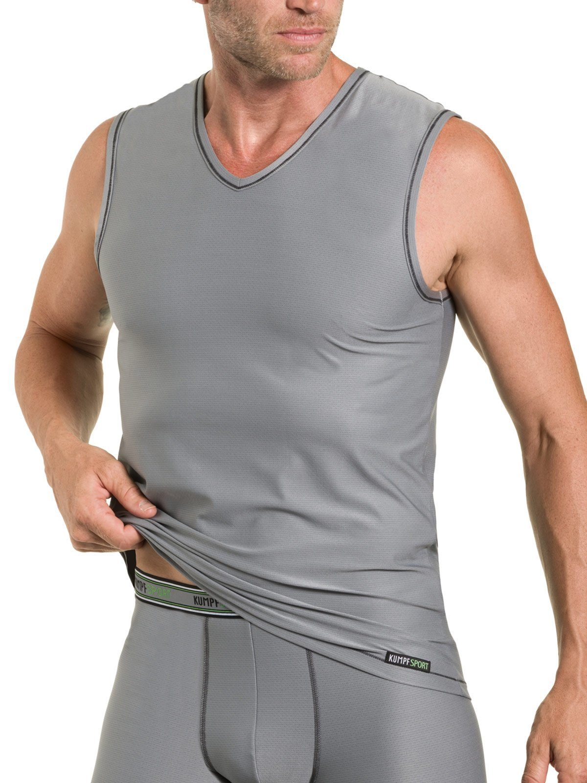 KUMPF Achselhemd grau Materialmix Achselshirt Sportwäsche 1-St) Herren (Stück, Tactel