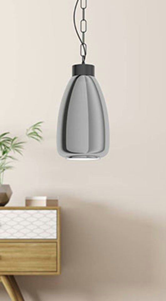 EGLO Hängeleuchte BRICKFIELD, ohne Leuchtmittel, dekorative  Rauchglas-Lampenschirme in Schwarz-Transparent