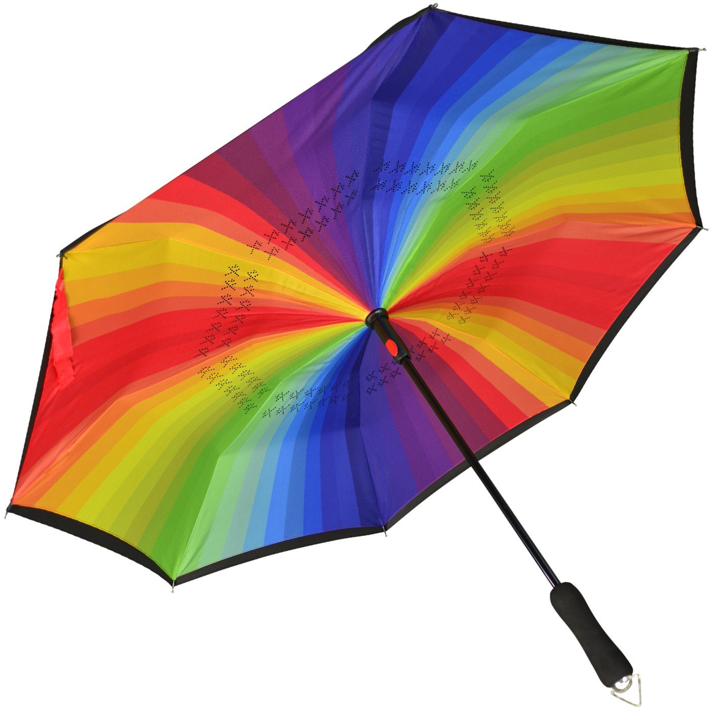 iX-brella Langregenschirm Reverse-Schirm - umgedreht mit ein- perfekt Auto Automatik, schwarz-bunt zu um auszusteigen aus oder dem öffnen