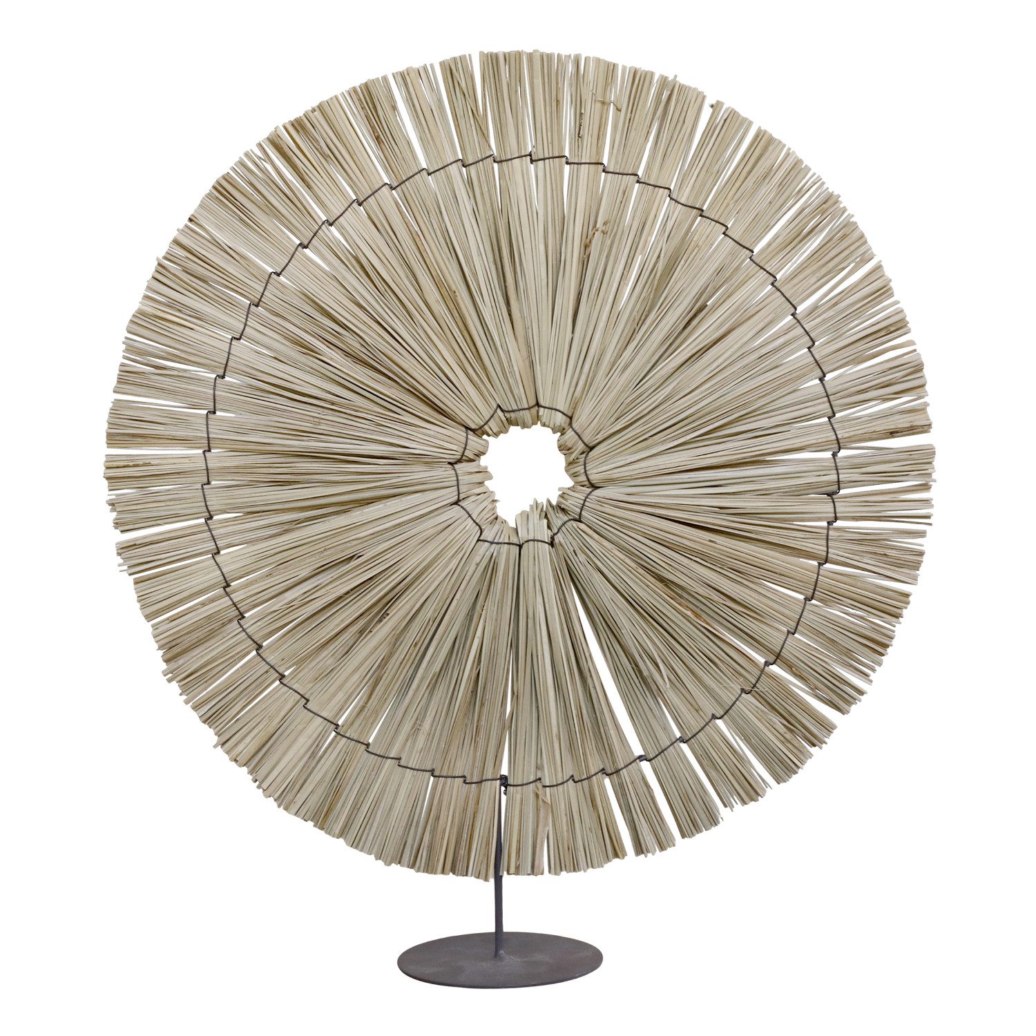 Macosa Home Dekoobjekt Dekoskulptur Seegras und Metall Moderner vers. Größen Boho Skandi (Dekofigur Modern rund, vers. Größen Boho Skandi Minimalismus), Dekoakzent für Wohnzimmer, Sideboard und Regale