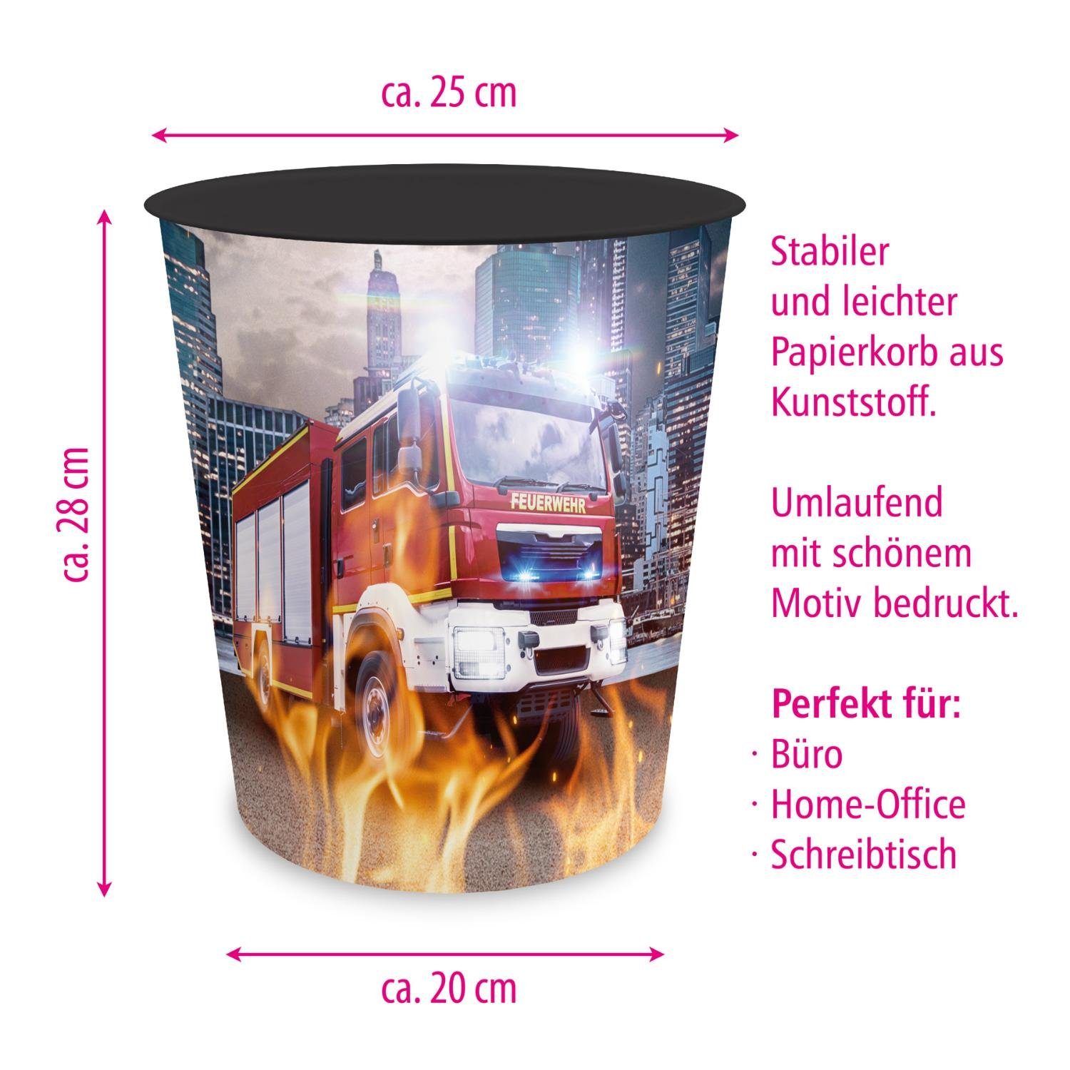 itenga Papierkorb itenga Papierkorb für Kinder - Motiv Feuerwehr - ca. 11 Liter