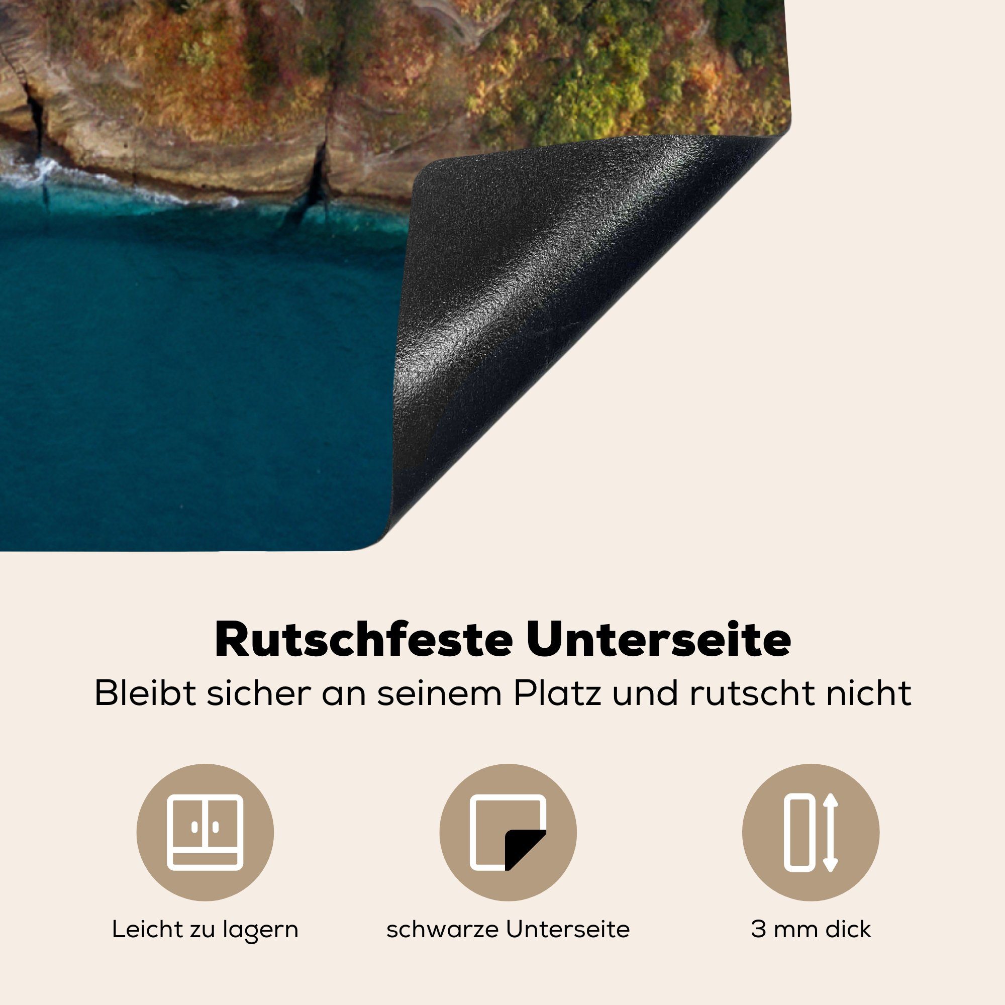 MuchoWow Herdblende-/Abdeckplatte Arbeitsplatte 78x78 Azoren - Vulkan, tlg), Wasser (1 - cm, Vinyl, küche Ceranfeldabdeckung, für