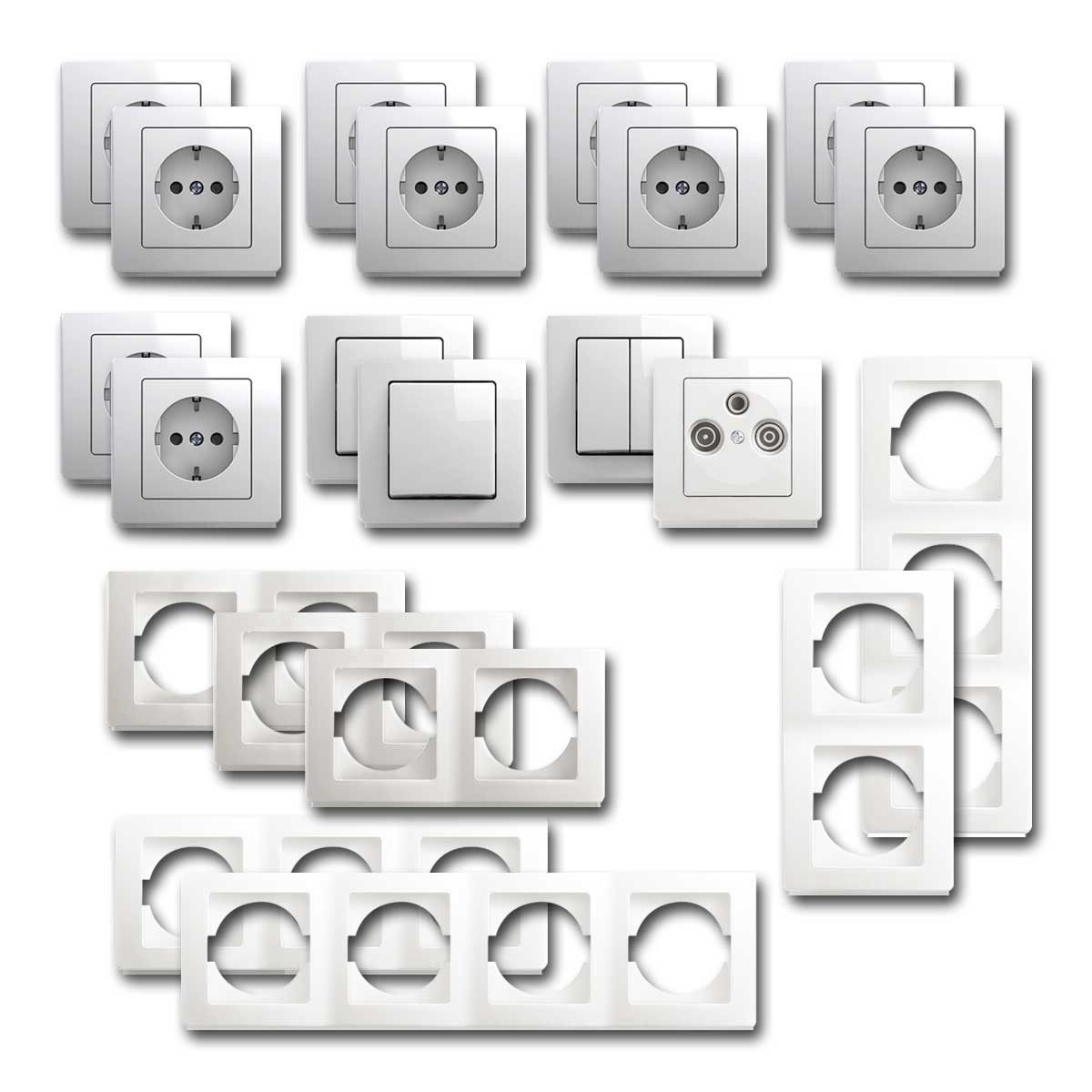 TEM EKONOMIK Set "Komfort", 21-teilig, weiß, Starter-S Unterputzschalter