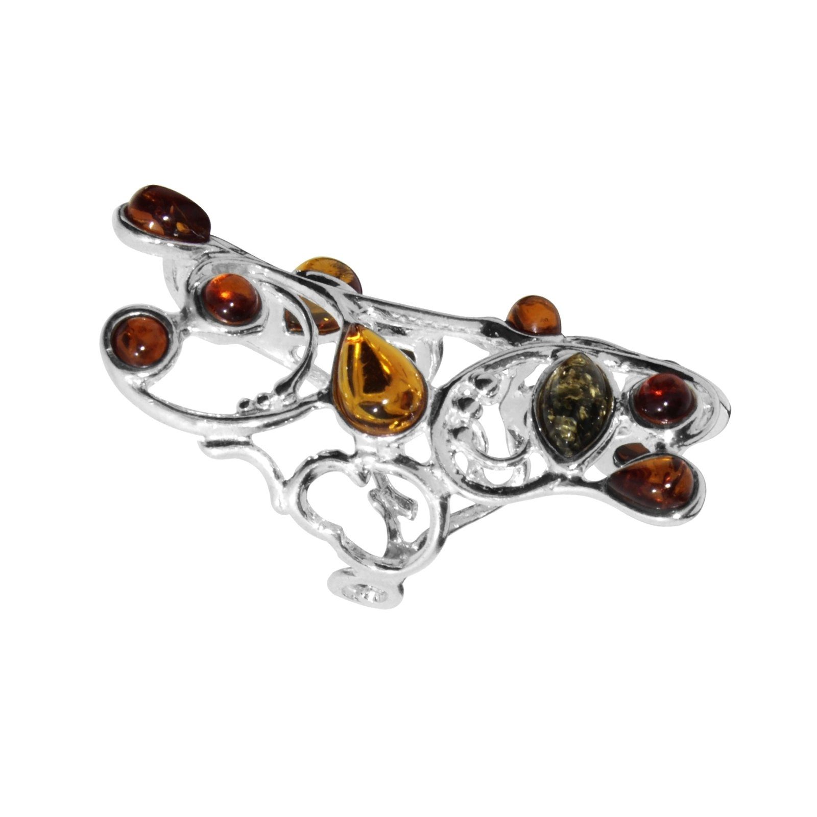 OSTSEE-SCHMUCK Silberring - Börke - Silber 925/000 - Bernstein (1-tlg)