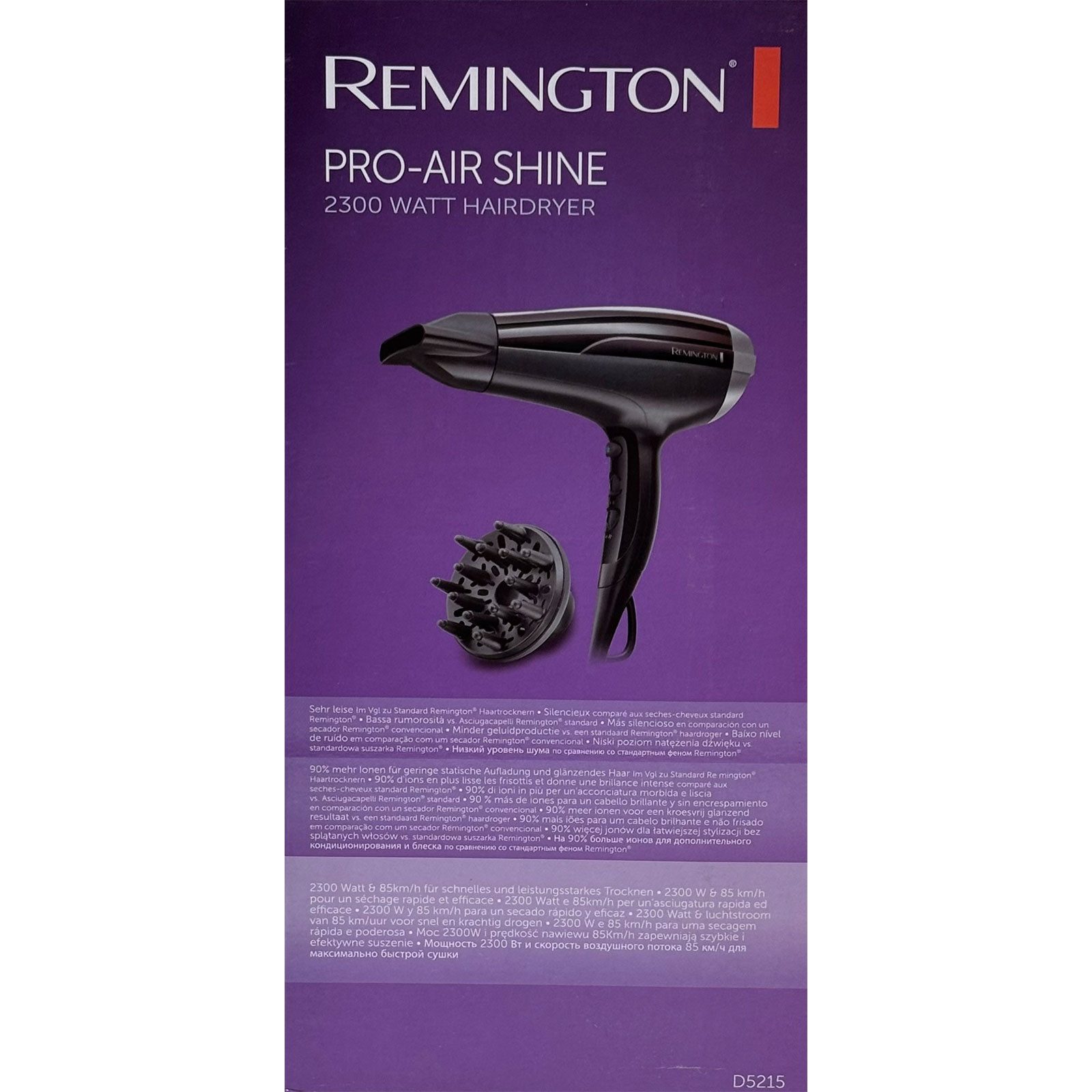 Remington Haartrockner Pro Air-Shine D5215, Ionen, Stylingdüse, Diffusor, Abkühlstufe