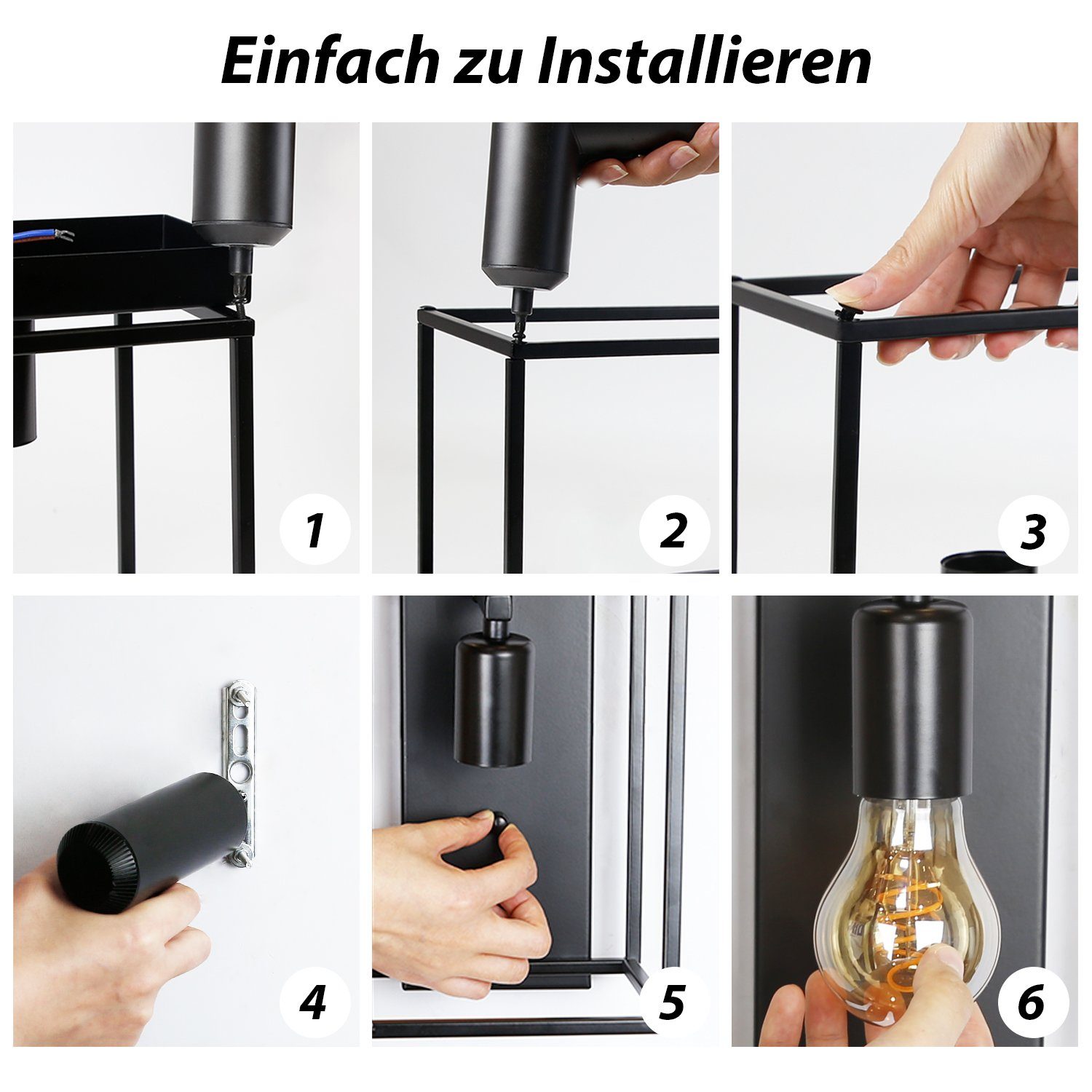ZMH Wandleuchte innen Schwarz Industrial Wandlampe E27 Schlafzimmer Flur, ohne Leuchtmittel, wandleuchte vintage für Esszimmer, Küche, Treppenhaus, Bar, Hotel. Reduzierter Preis € 26,72. Unverbindliche Preisempfehlung € 49,99