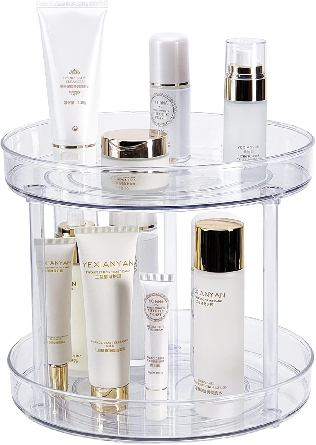 Organizer 360° Drehbarer Kosmetik-Organizer mit Fächern, Schminktisch-Organizer