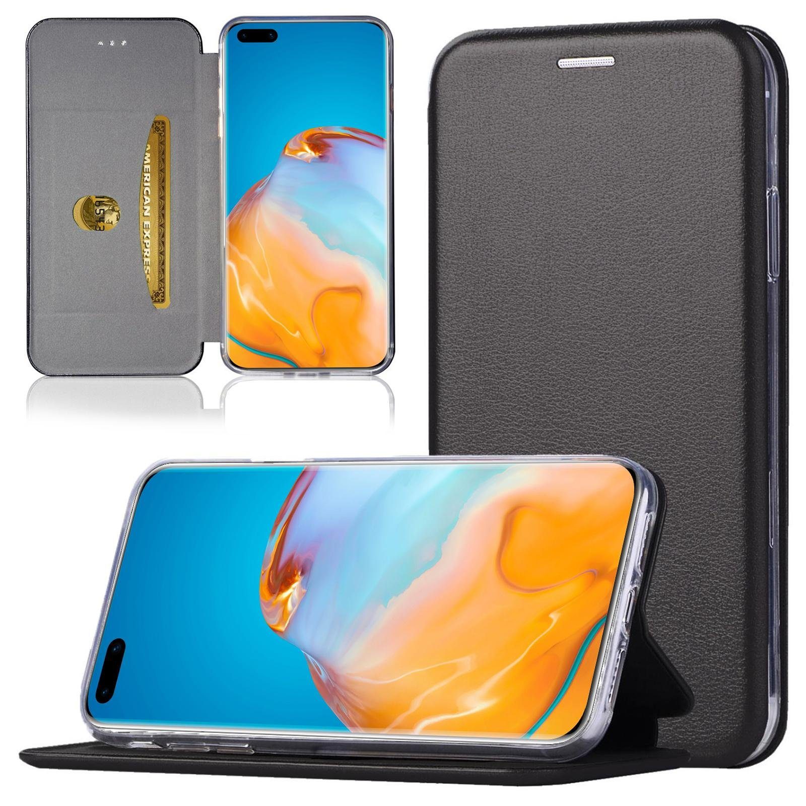 Numerva Handyhülle Handy Tasche Book Case für Huawei P40 Pro, Klapphülle Flip Cover Hardcover Schutz Hülle Etui