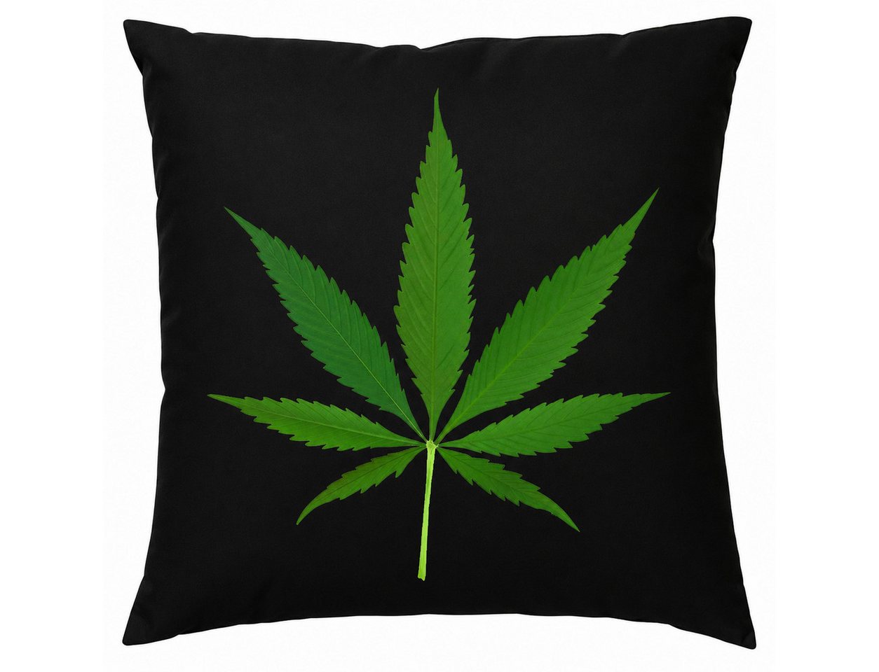 Blondie & Brownie Dekokissen Dekokissen Cannabis Hanfblatt Print Motiv Patch Wohnaccessoire, Cannabis Kissen Hanfblatt Dekokissen