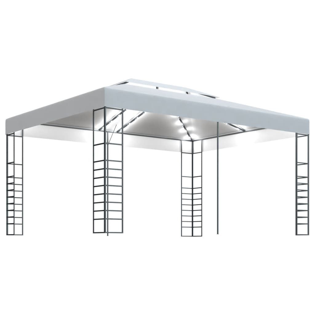 vidaXL Partyzelt Pavillon mit LED-Lichterkette 4x3x2,7 m Weiß