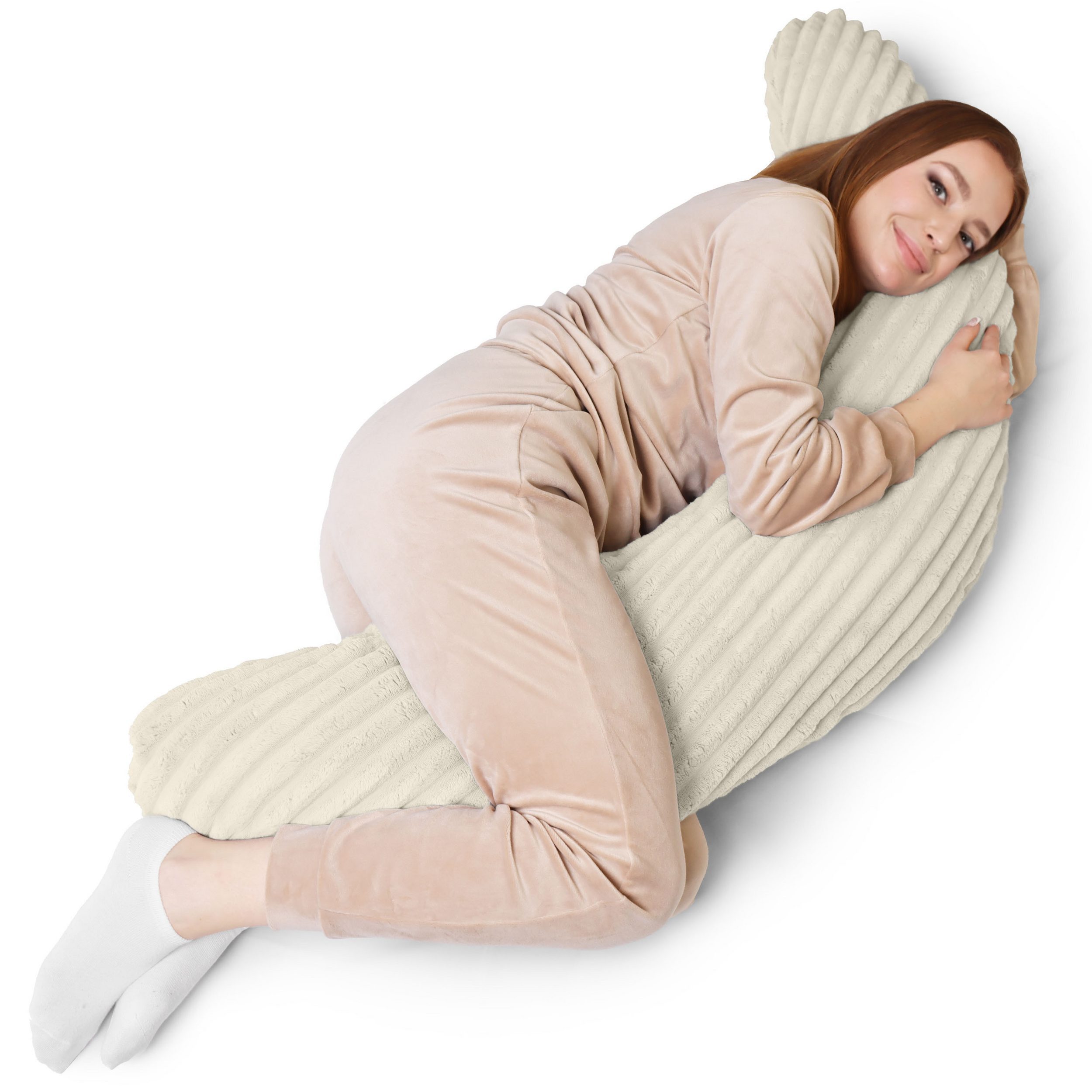 Amilian Stillkissen XXL 170 cm Schwangerschaftskissen Seitenschläferkissen U-Form, mit Bezug, weiche Füllung, geräuscharm, formstabil