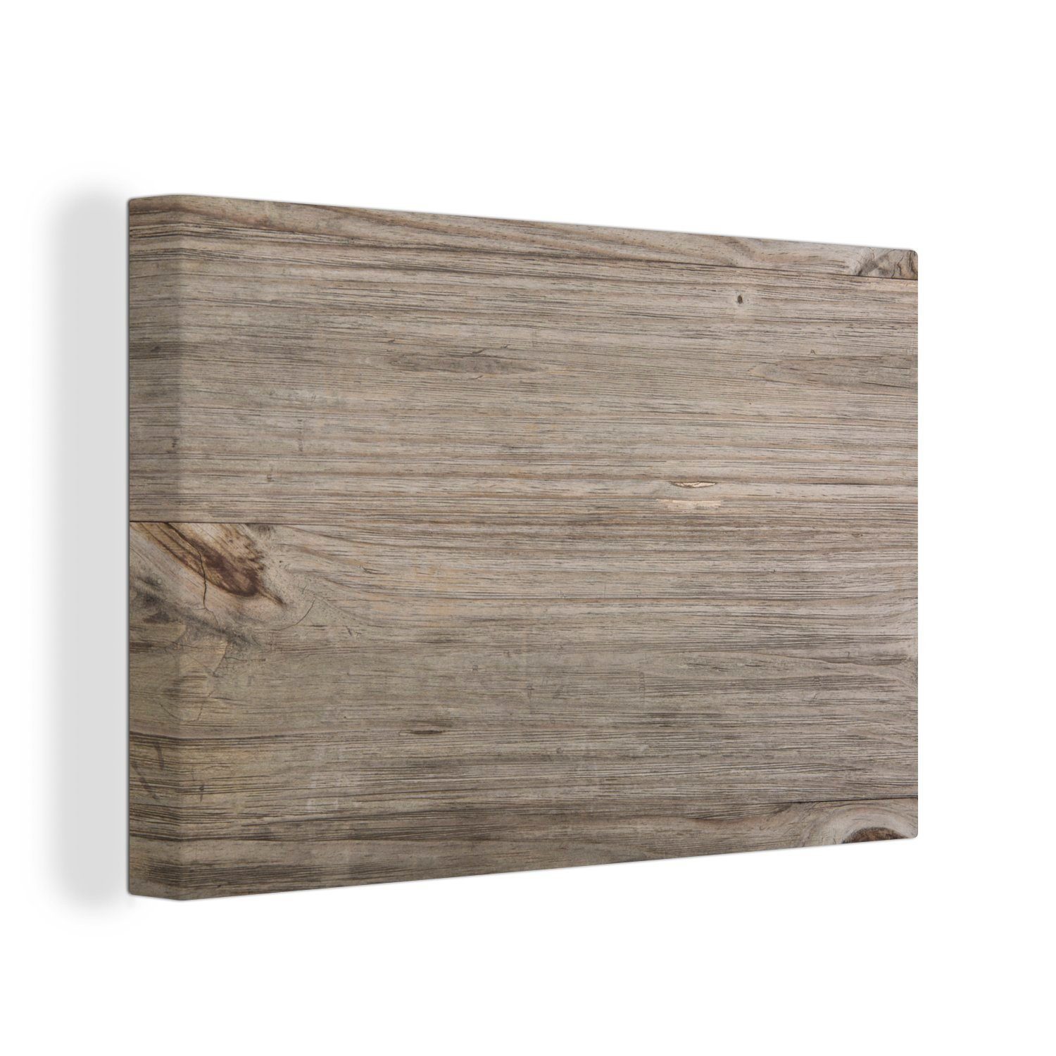 OneMillionCanvasses® Leinwandbild Holztextur Wandbild Farbe, grau-brauner Aufhängefertig, 30x20 St), (1 Wanddeko, mit cm Leinwandbilder