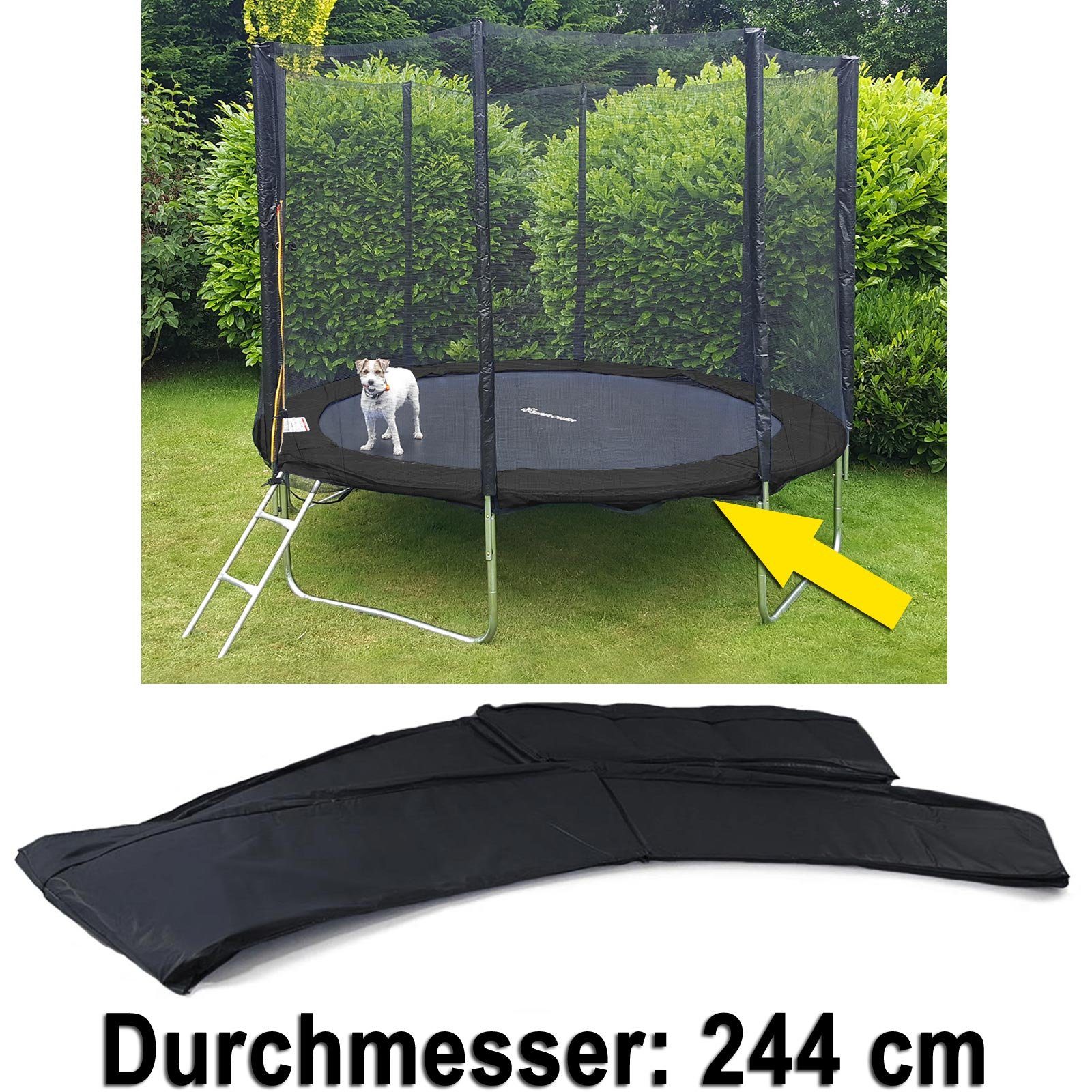 RAMROXX Trampolin-Randabdeckung Sicherheits Schutz für Trampolin Sprungfedern 244 CM schwarz