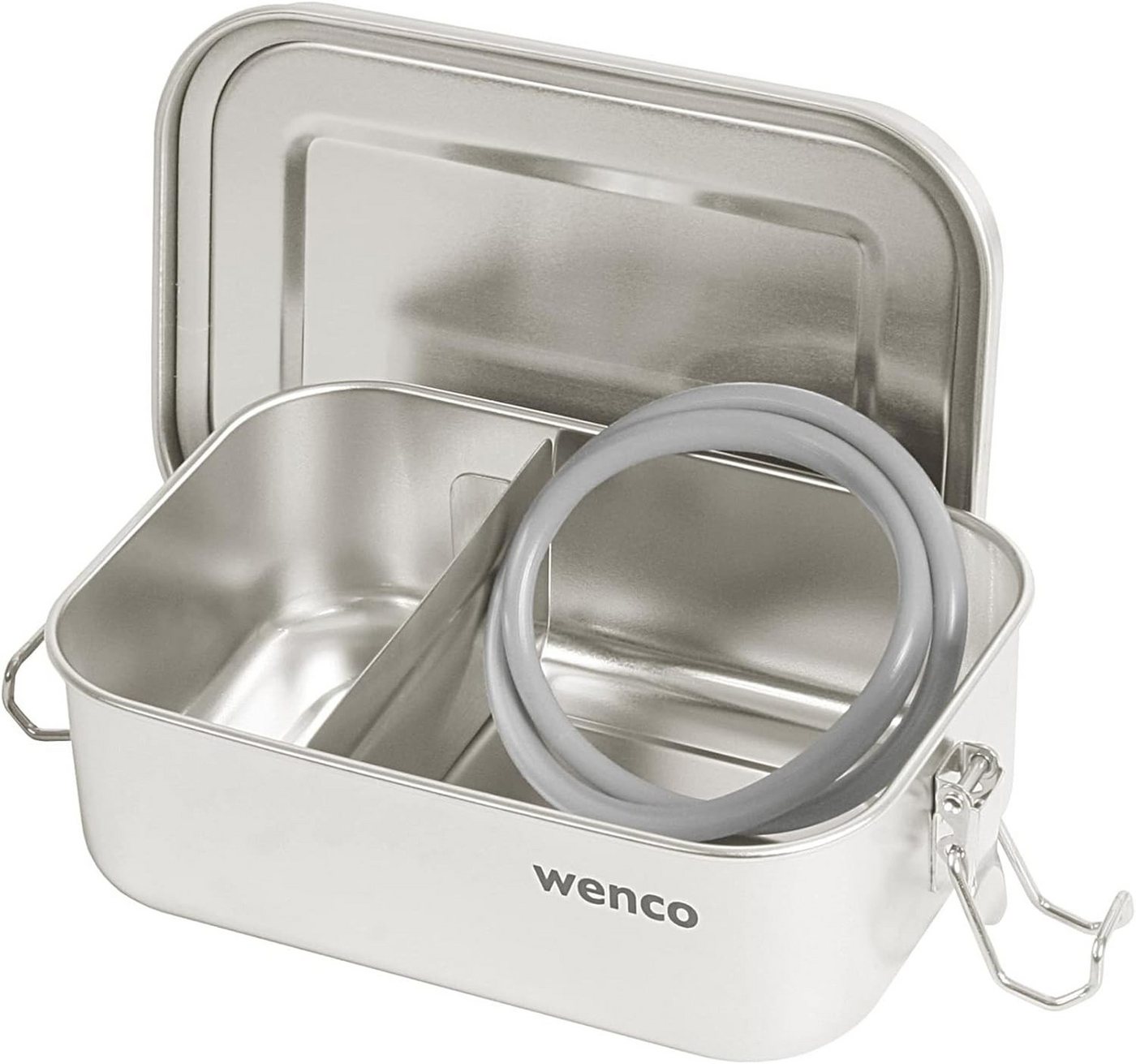 Wenco Lunchbox 650 ml, 2-fach unterteilt, Brotdose Edelstahl Auslaufsicher BPA frei, (1-tlg., 15 x 11,3 x 5 cm), Ideal als Bento- Dose für das Mittagessen oder Snacks