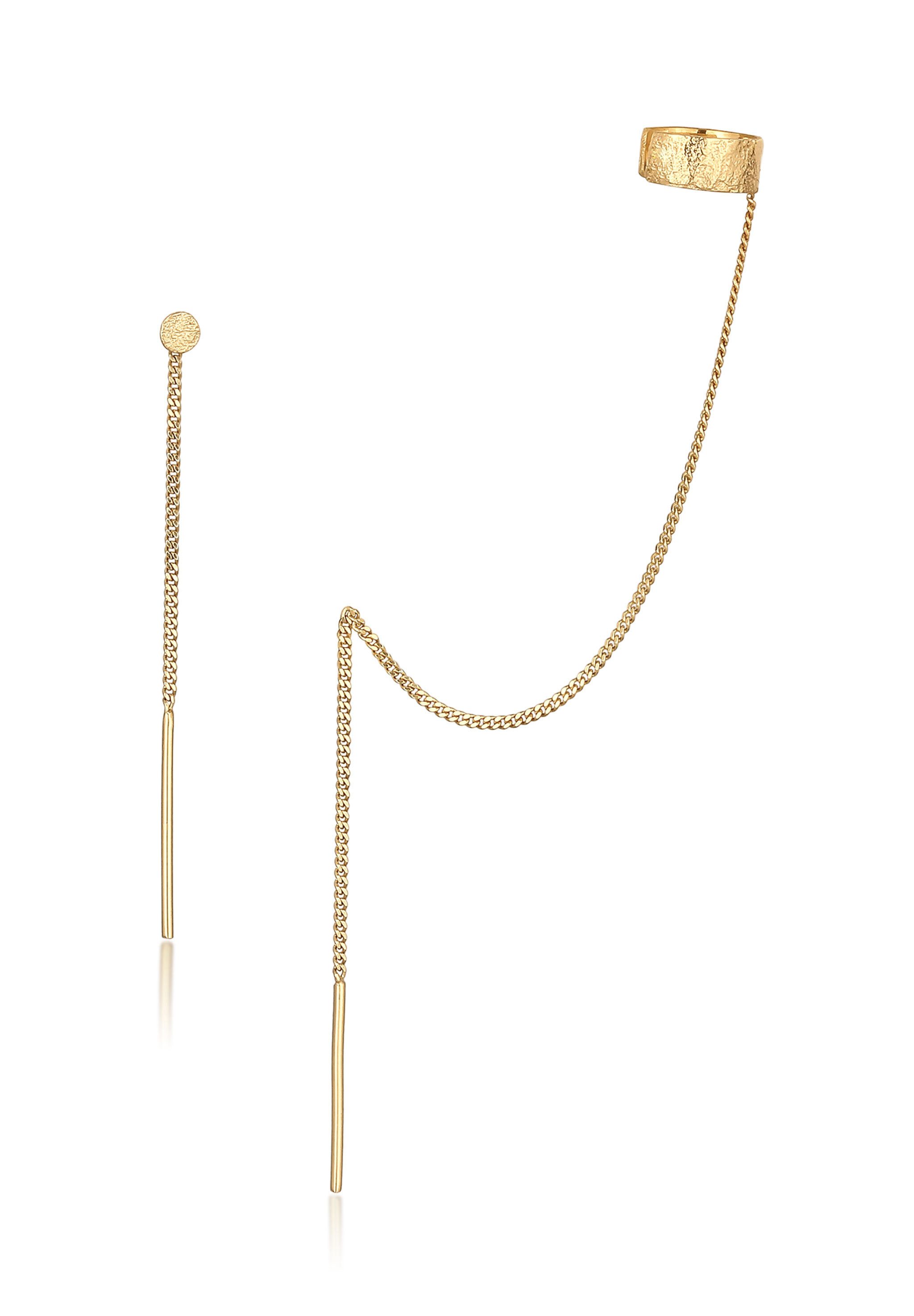 Elli Paar Ohrhänger Set Earcuff Durchzieher Gehämmert 925 Silber, Plättchen günstig online kaufen