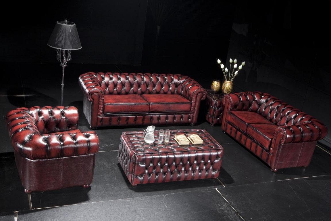 Salottini Polstergarnitur Chesterfield Sofagarnitur Bolton Leder günstig online kaufen