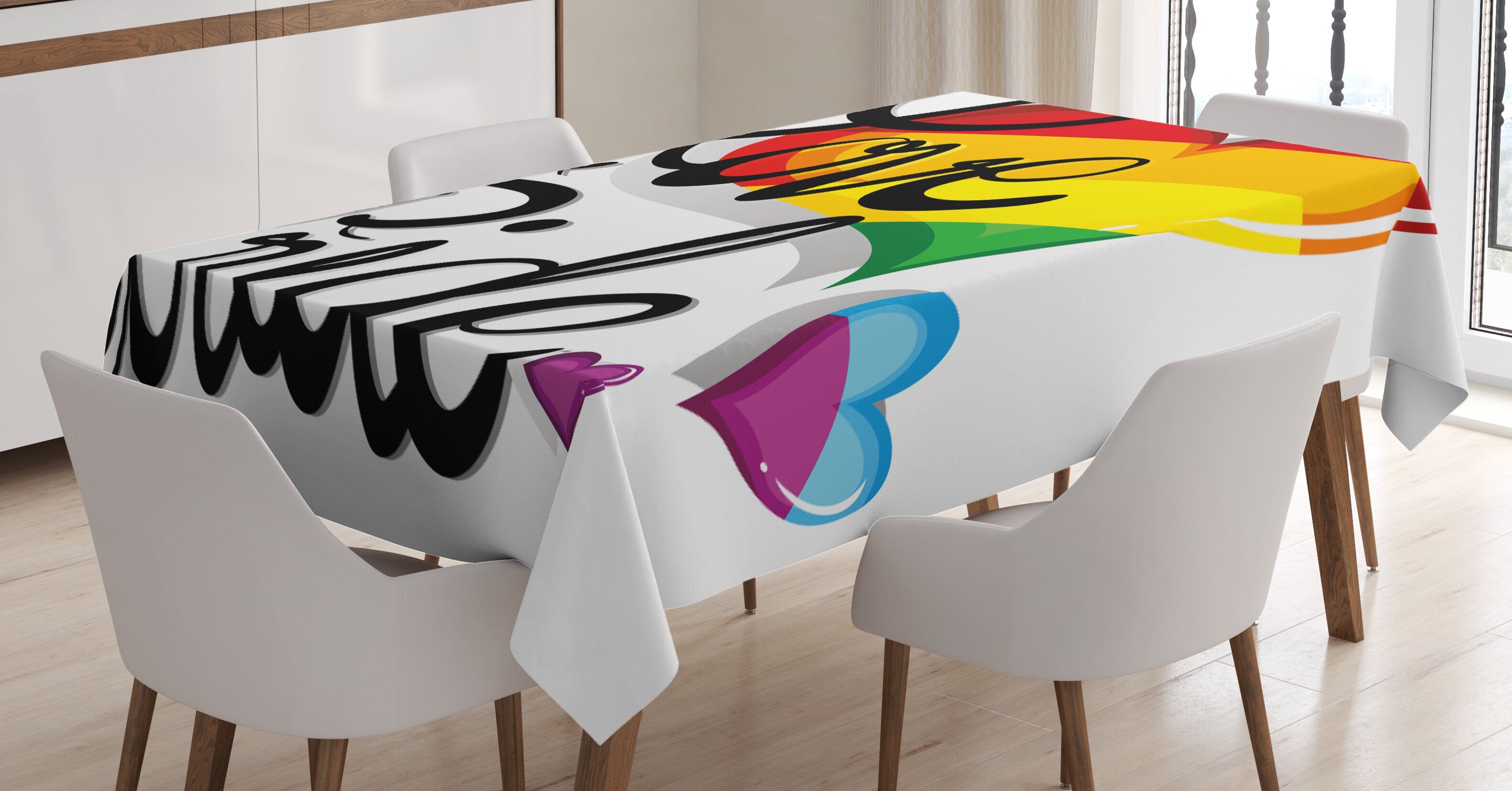 Abakuhaus Tischdecke Farbfest Waschbar Für den Außen Bereich geeignet Klare Farben, Stolz Big Little Herz-Liebe
