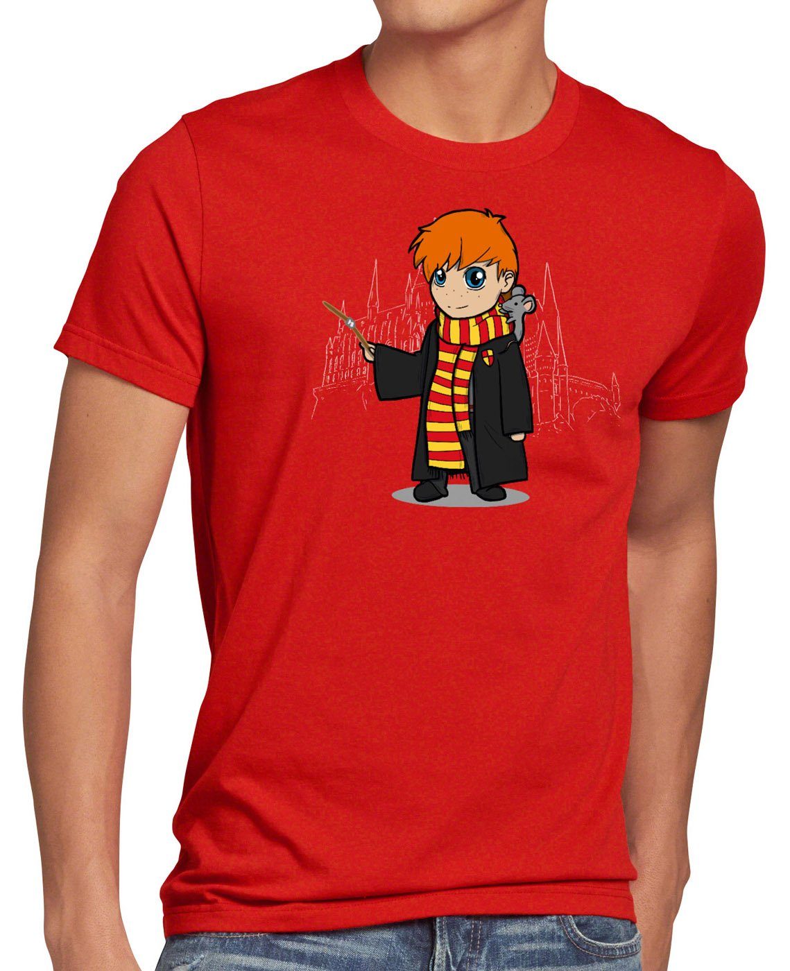 Print-Shirt manga rot Chibi Herren zauberei Ron T-Shirt anime style3