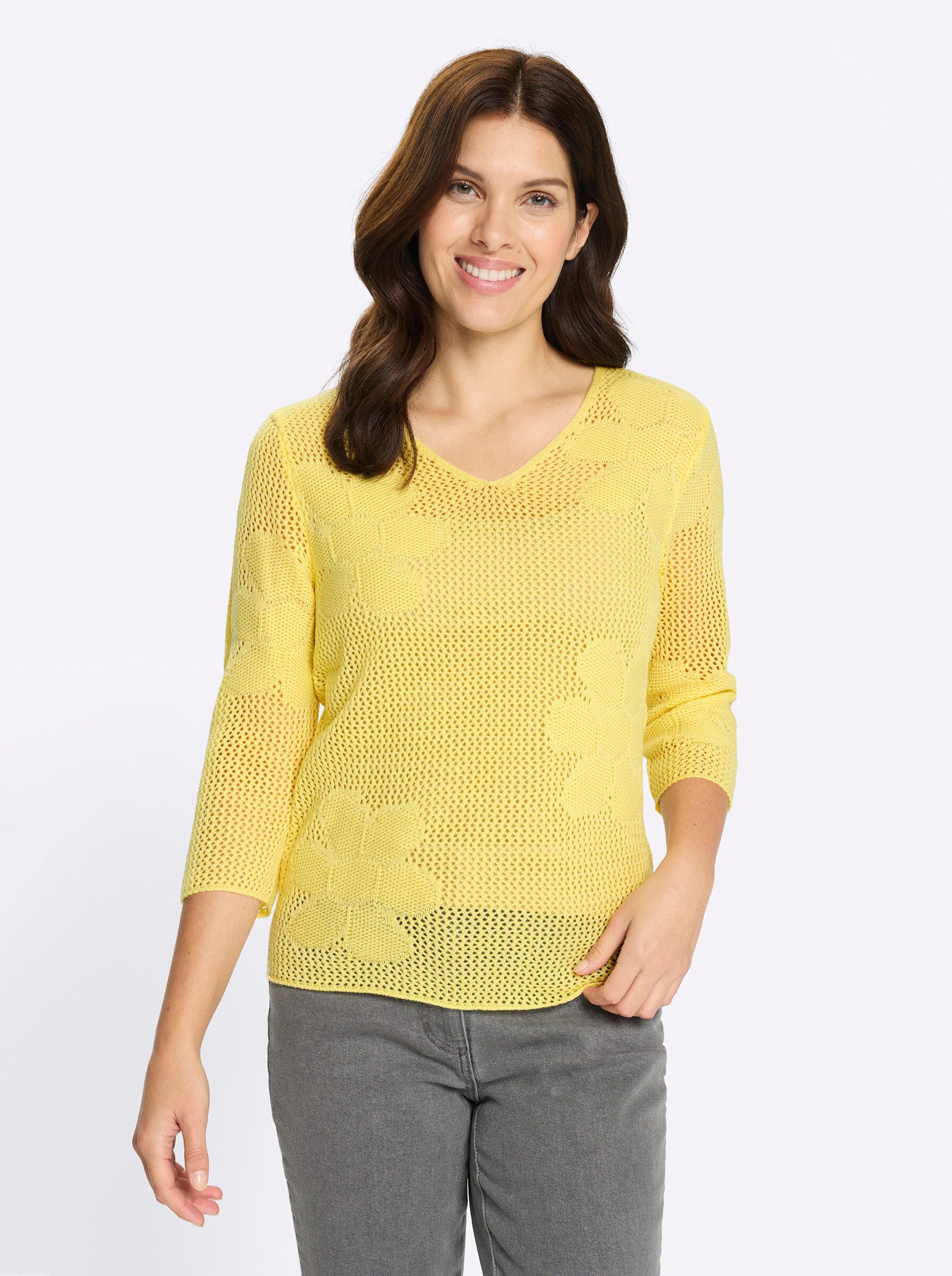 Strickpullover Pullover 3/4-Arm Ajour