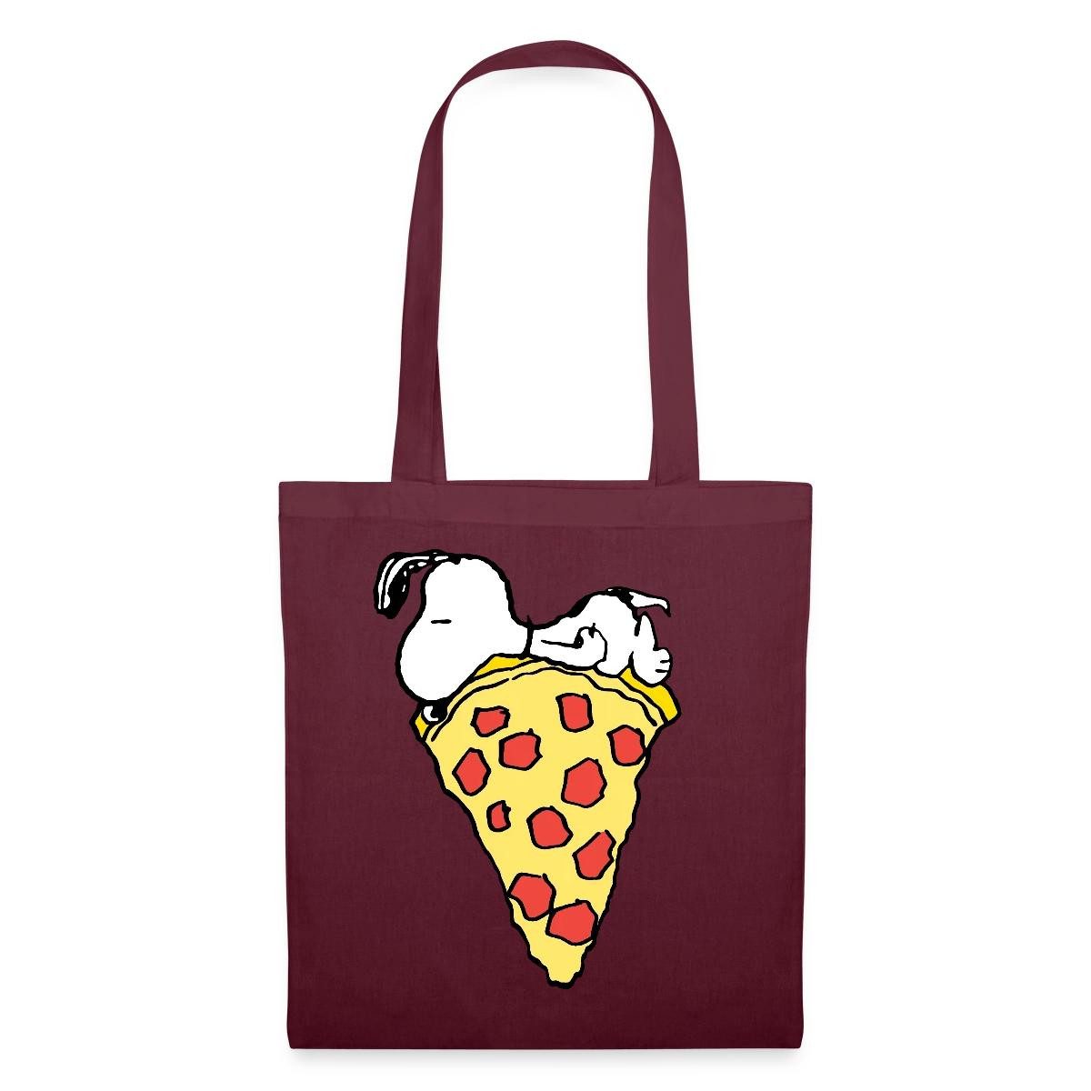 Spreadshirt Henkeltasche Peanuts Snoopy Mit Großem Pizzastück Stoffbeutel (1-tlg)