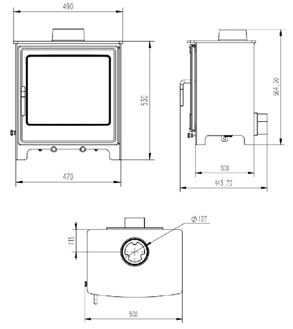 ECOfoxx Kaminofen Z08 8,00 - Holz&Kohle kW ext. Ofen Zuluft, - kleiner