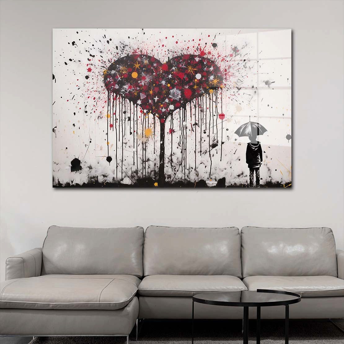 Artedinoi Acrylglasbild Herz Street Art abstrakt Kunstwerk Acrylglas Wandbild Bild Wanddeko XL