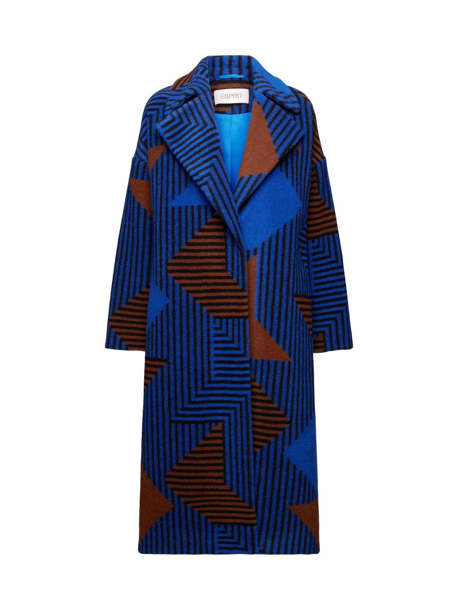 Esprit Langmantel Mantel aus Wollmix mit Print BRIGHT BLUE | Wollmäntel