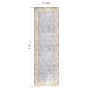 Teppich Waschbar 80x300 cm Grau Rutschfest, furnicato, Rechteckig