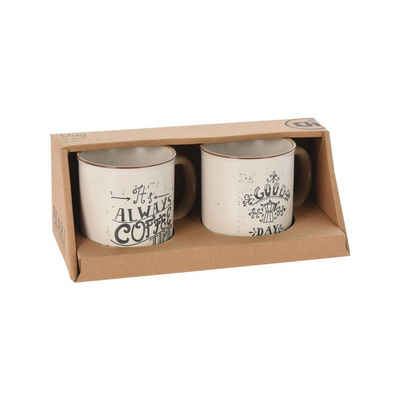 Neuetischkultur Tasse Becher 2er Set mit Aufschrift Keramik, Keramik, Kaffeetasse Kaffeebecher Teetasse