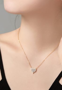 BRELLATO Herzkette Glanz Herz-Anhänger Geschenk-Idee Frau Freundin Mutter (inkl. Geschenk-box, Damen-Schmuck Herzkette mit Zirkon Crystal Liebes-Symbol, 1-tlg., Kette zum Muttertag, Valentinstag, Ostern, Jahrestag, Weihnachten), Herz-Collier, Sterling Silber 925 Weißgold o. Gelb-Gold, Zirkonia