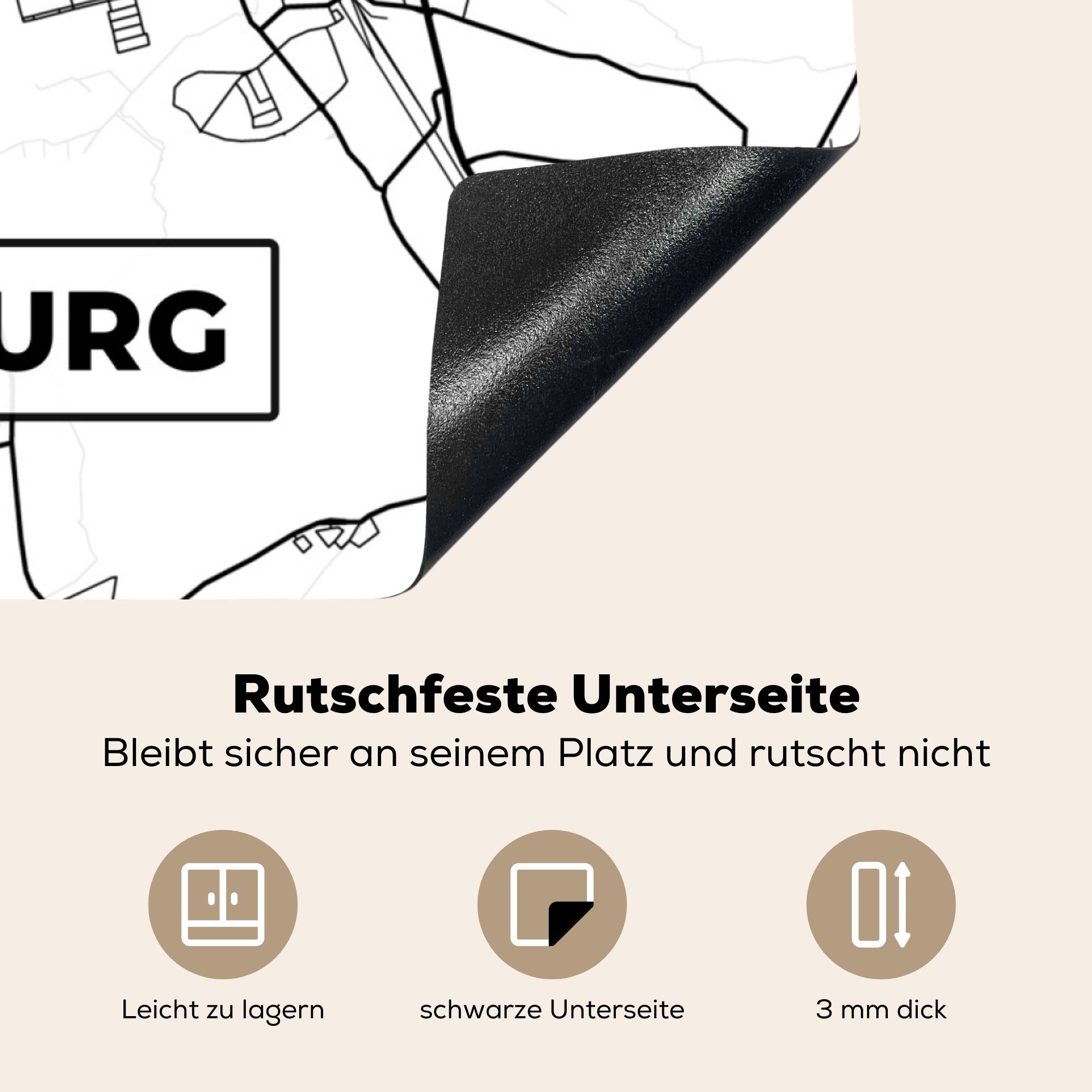 MuchoWow Herdblende-/Abdeckplatte Karte Stadtplan, Vinyl, Regenburg Ceranfeldabdeckung, cm, - für tlg), (1 78x78 Arbeitsplatte küche 