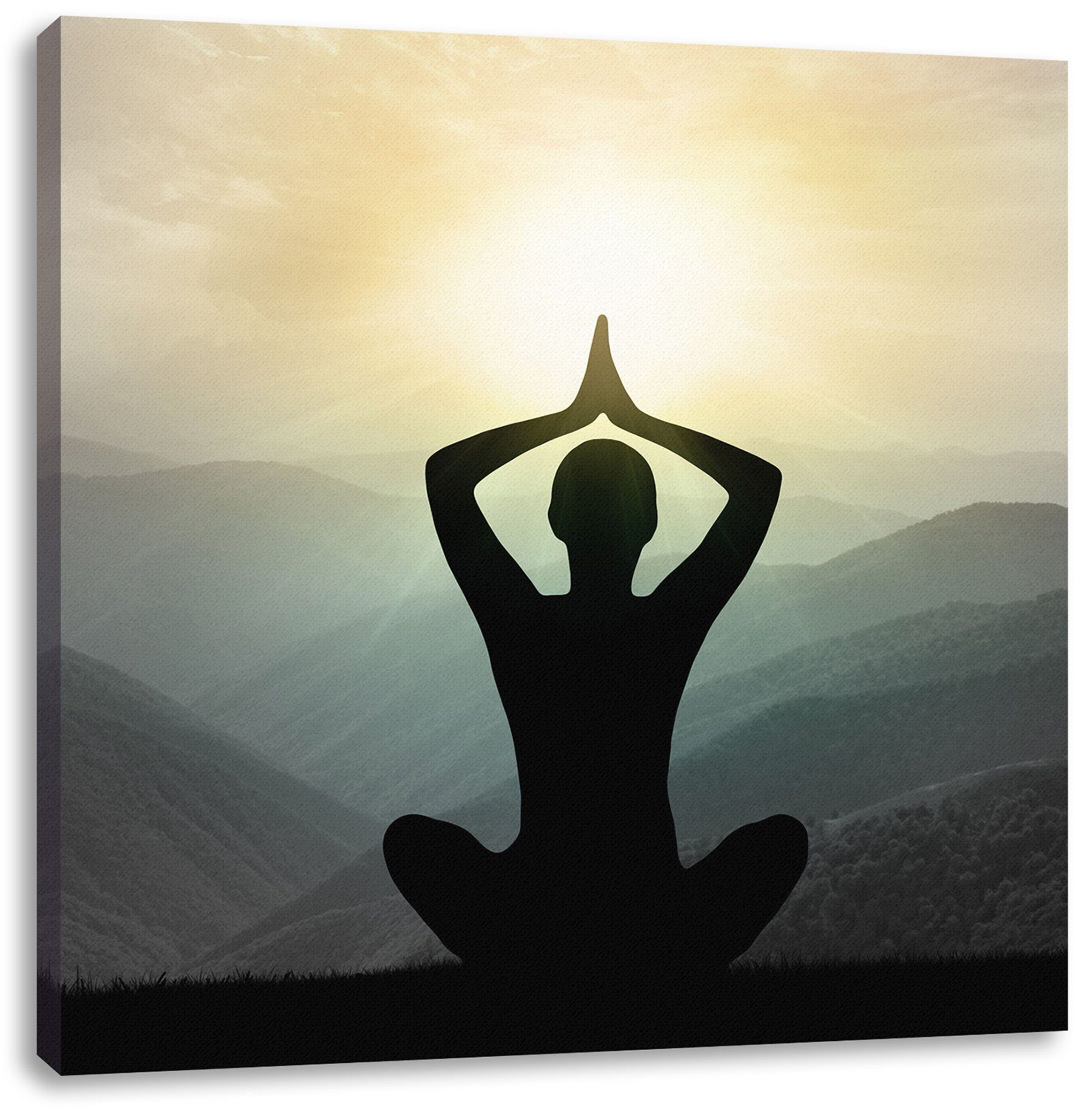 Pixxprint Leinwandbild Yoga (1 Leinwandbild Zackenaufhänger Yoga fertig und Meditation Meditation, bespannt, St), und inkl
