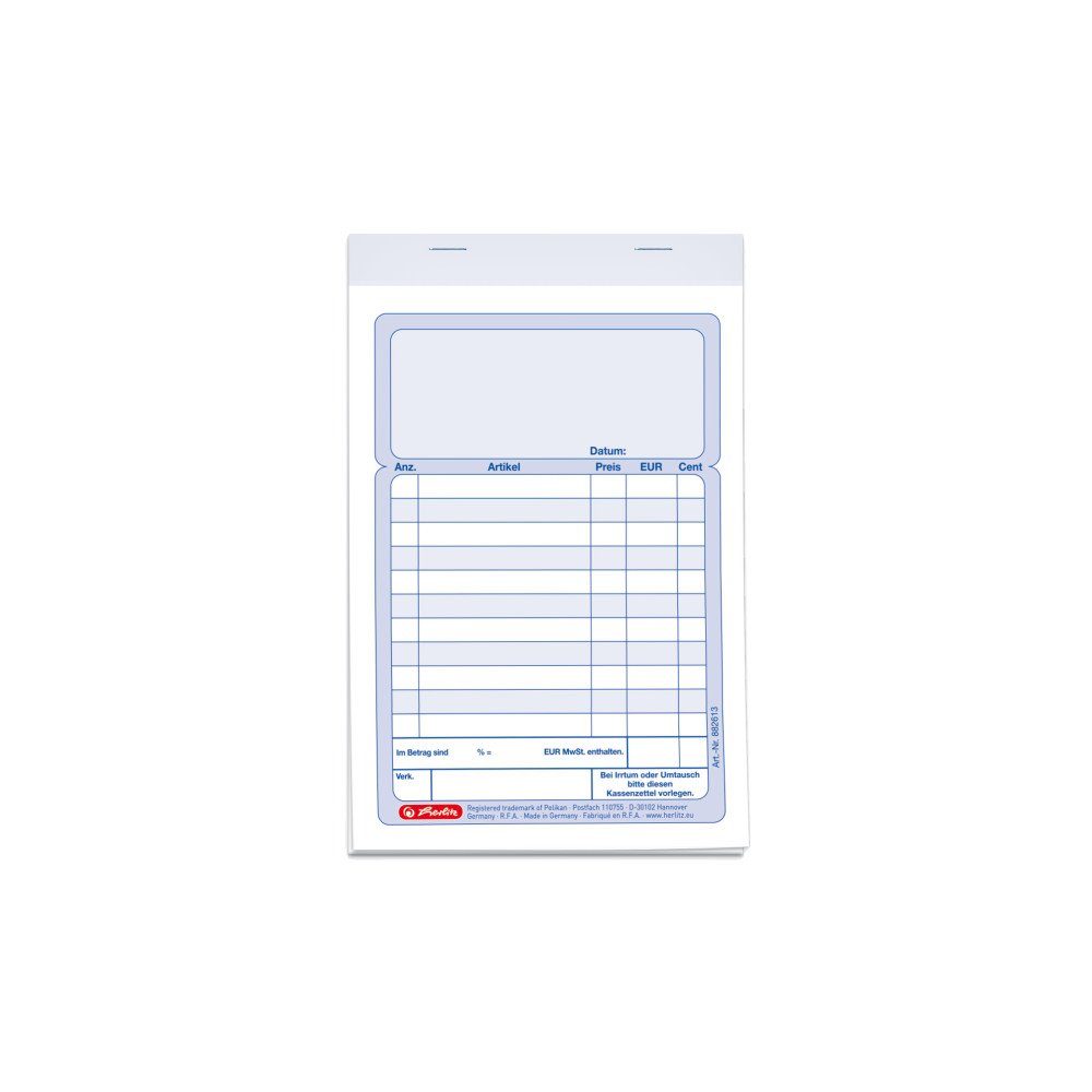 Herlitz Geschäftspapier 5x Herlitz Kassenblock / A6 / 2x 50 Blatt