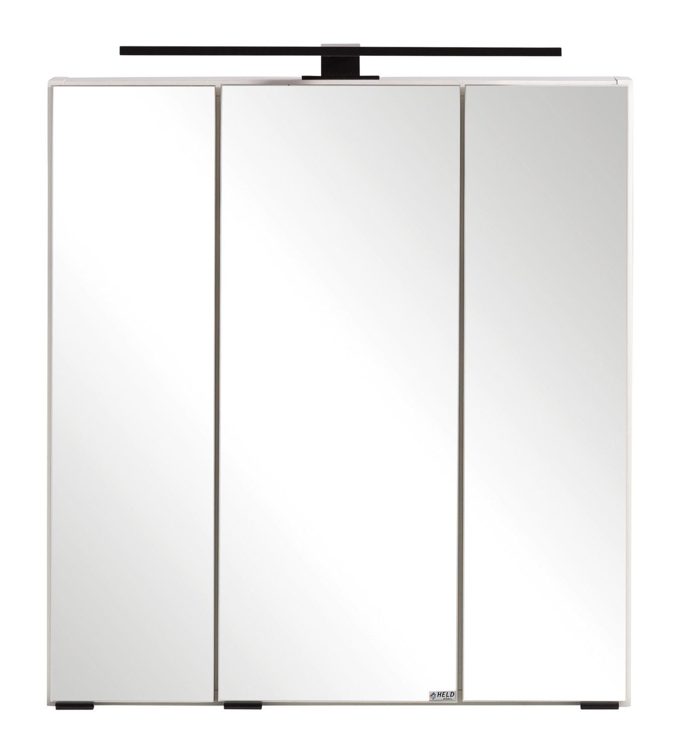 HELD MÖBEL Spiegelschrank MERAN, Weiß, B 60 cm x H 64 cm, mit LED-Aufsatzleuchte