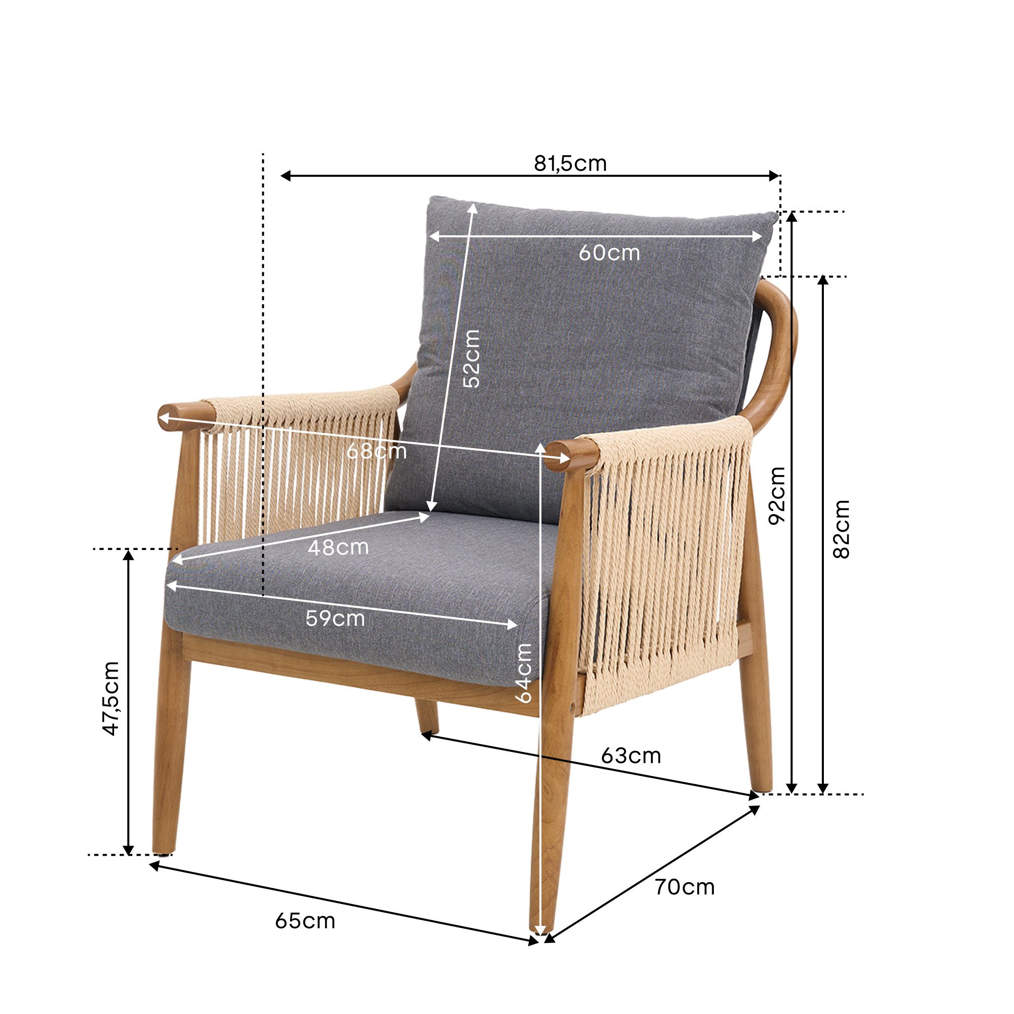 FLEXISPOT Loungesessel Gartenstuhl, Akzentstuhl handgeflochten AC3 (Boho Rattanstuhl mit atmungsaktivem Design Beige), Vielseitiger Indoor & Outdoor Gartenstuhl mit komfortablen Kissen