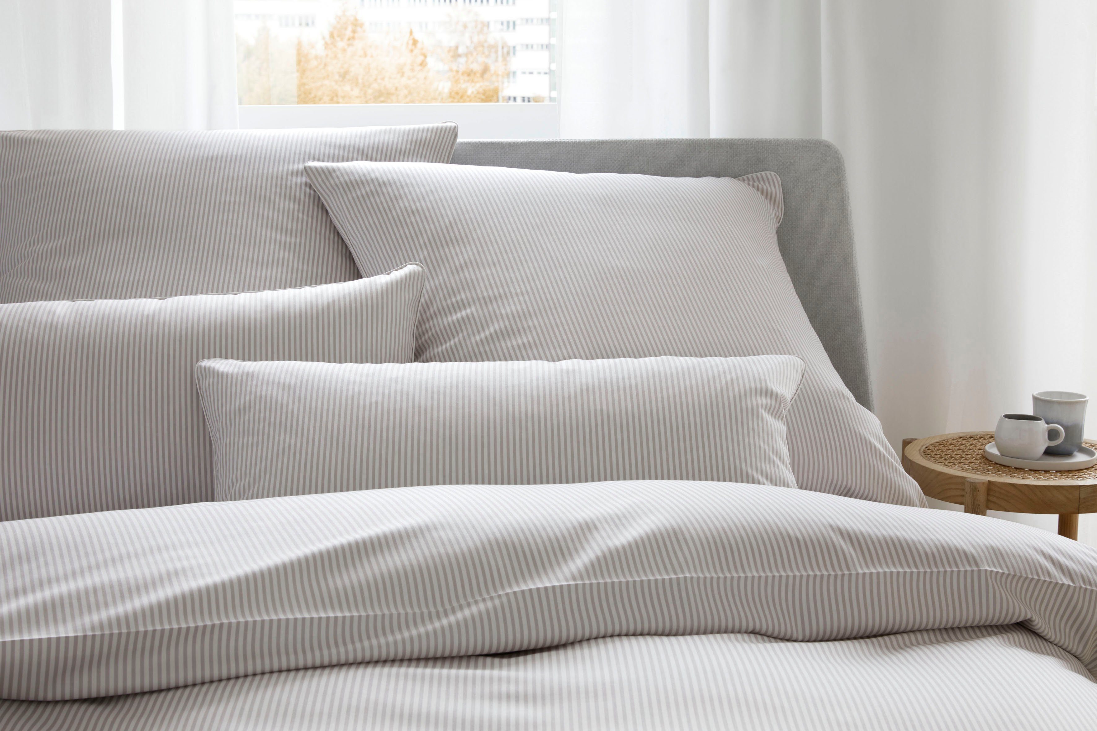Elegante Bettwäsche Hamburger Streifen, Mako-Satin, 2 günstig online kaufen