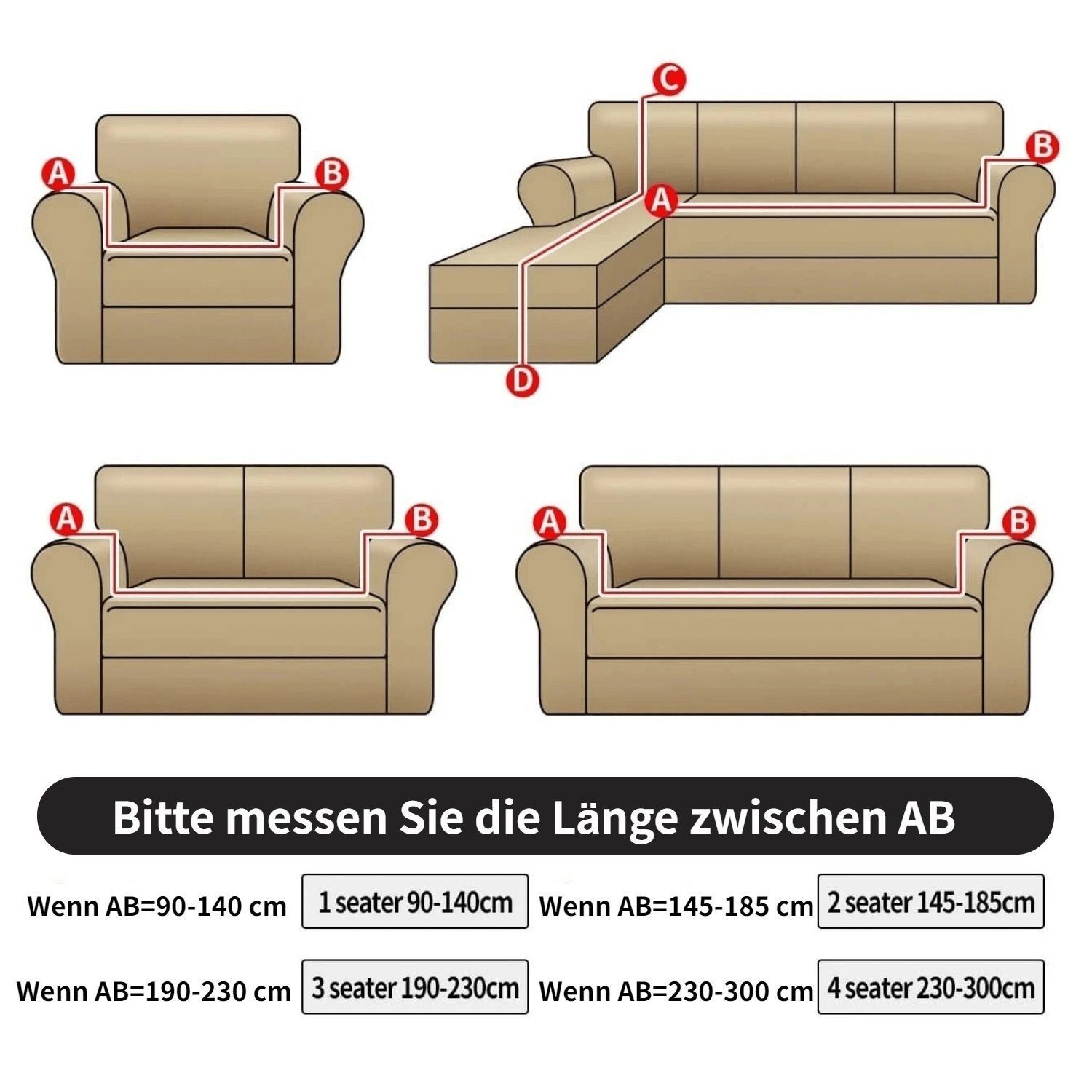 Sofabezug elastischer Beige HOMEIDEAS, Jacquard-Stoff Möbelbezüge Sofabezug,