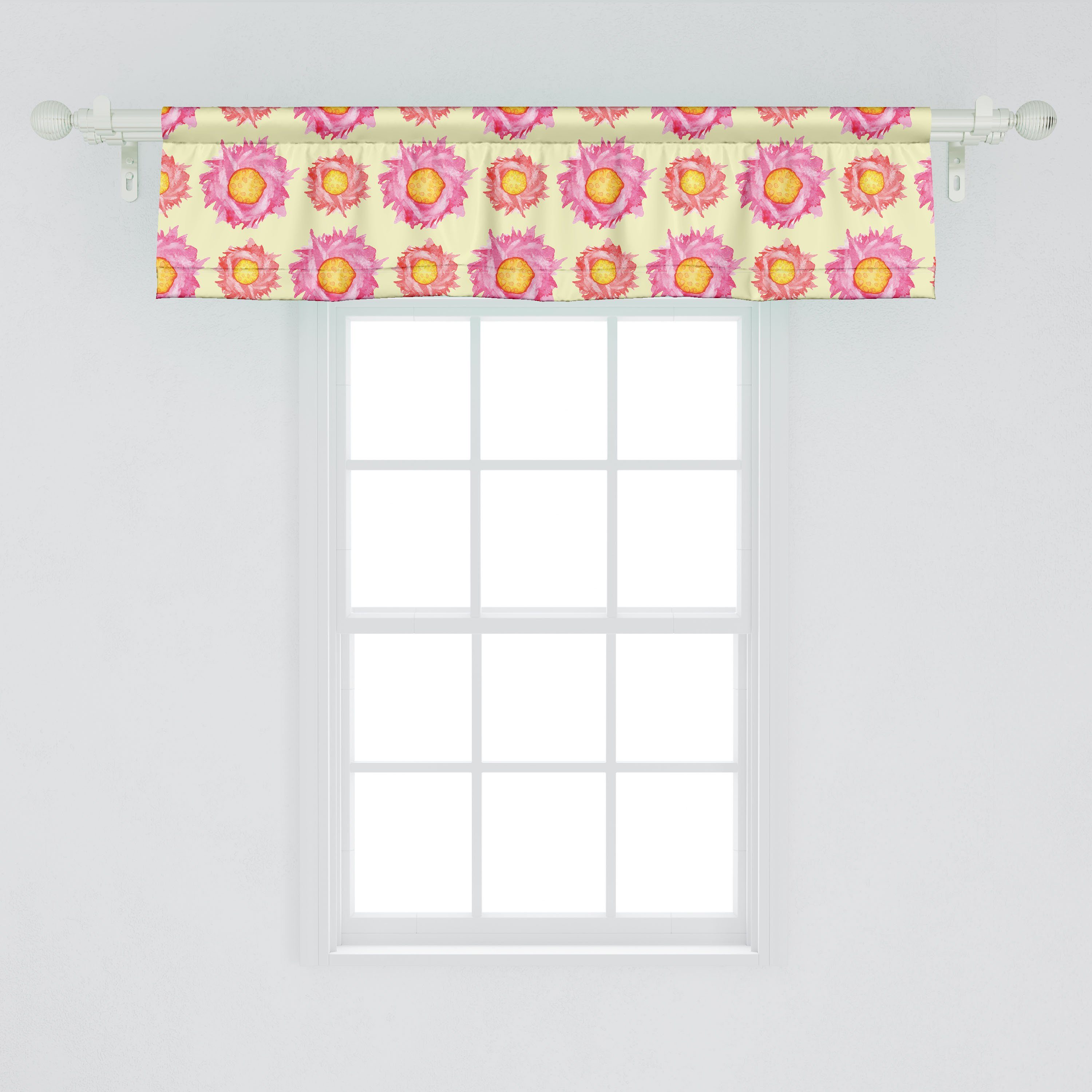 Scheibengardine Vorhang Volant für Küche mit Abakuhaus, Dekor Abstrakt Microfaser, Stangentasche, Blumen Aquarell Schlafzimmer Blumen