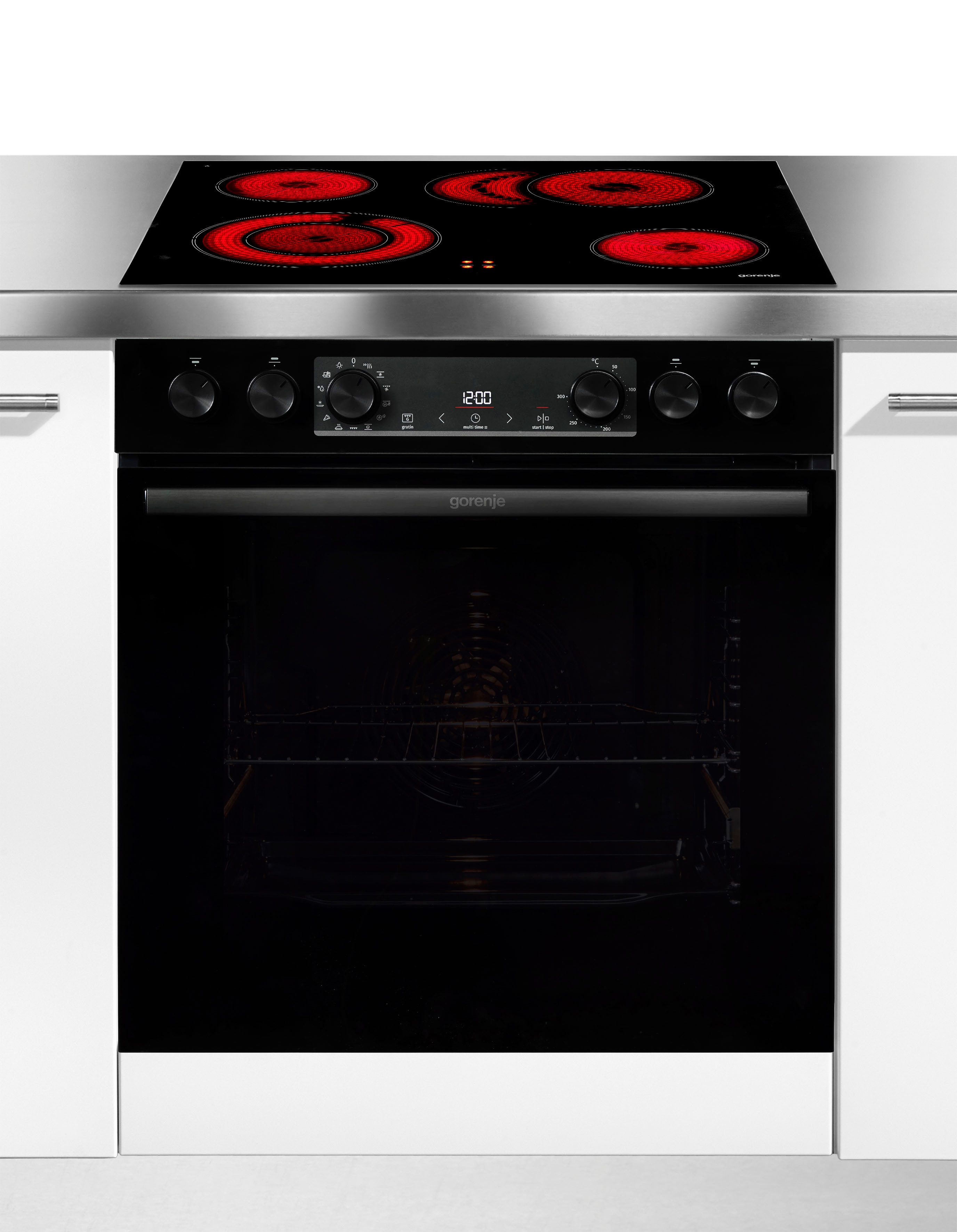 GORENJE Elektro-Herd-Set Pacific Herd Set, mit 1-fach-Teleskopauszug, Aqua Clean, Pizzafunktion mit 300 °C – perfekt für Pizza, Focaccia und mehr!