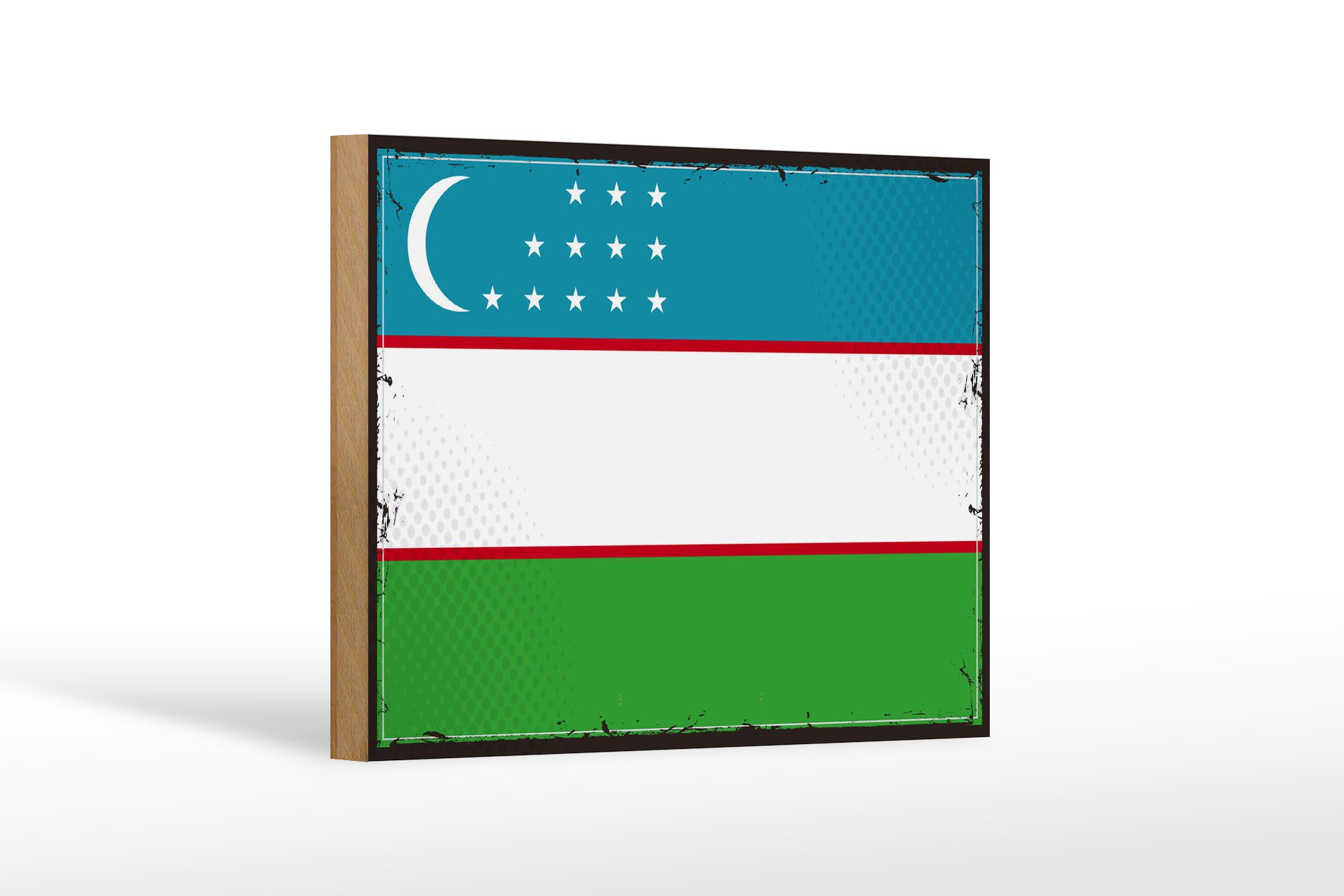 Femer GmbH Holzbild Flagge Usbekistans 18x12 cm Retro Uzbekistan, Flaggen (1 St), Glatte Holzfaserplatte (MDF), vorn beschichtet