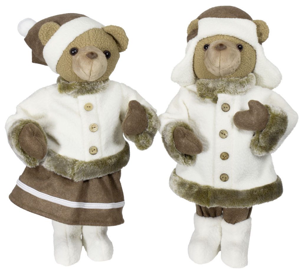 foolonli Weihnachtsfigur Bär Weihnachtsbär Pärchen 60cm Deko Weiß/ Braun Christmas Weihnachten