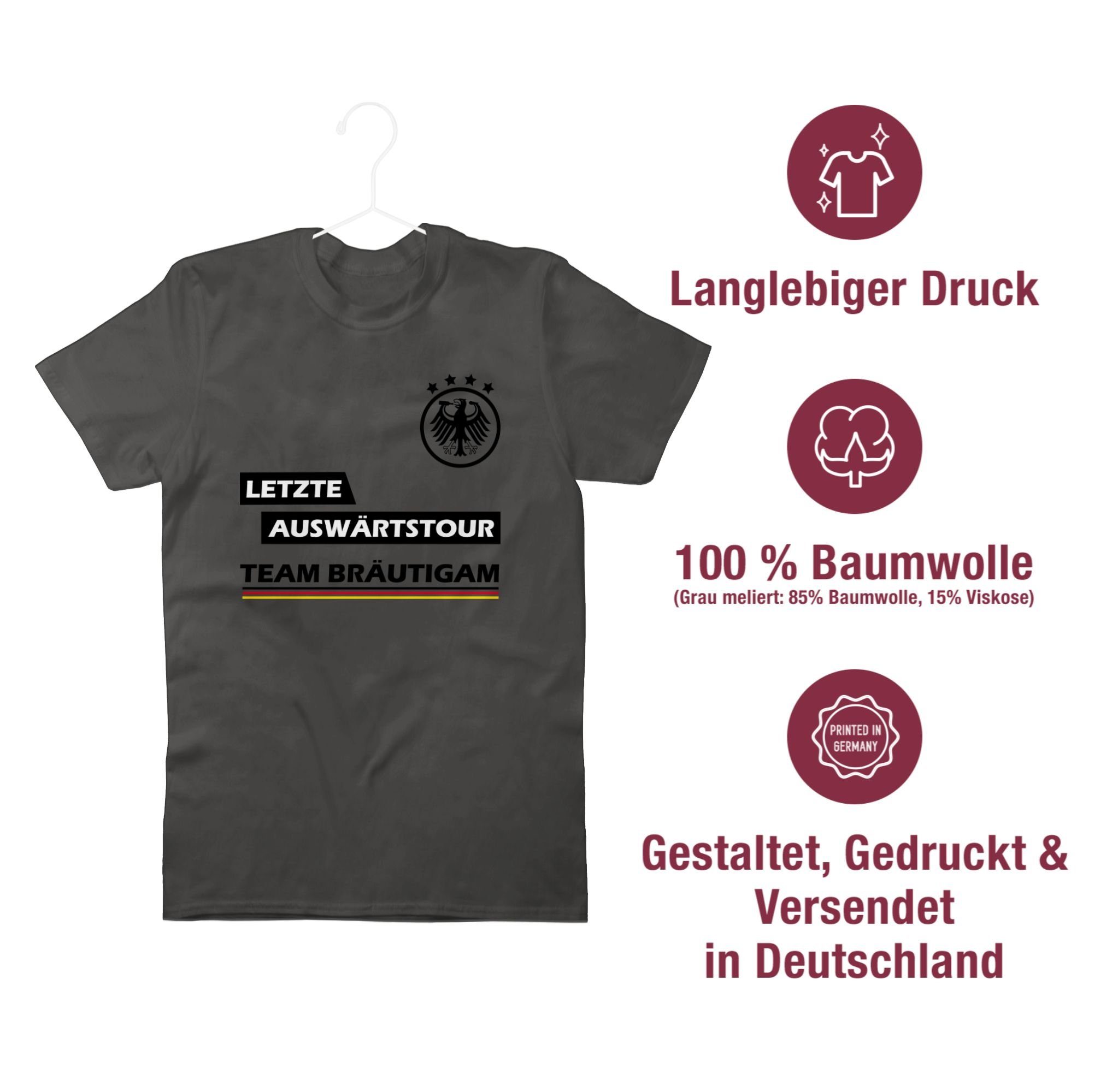 Dunkelgrau T-Shirt Shirtracer Auswärtstour Letzte Bräutigam JGA 2 Männer Team