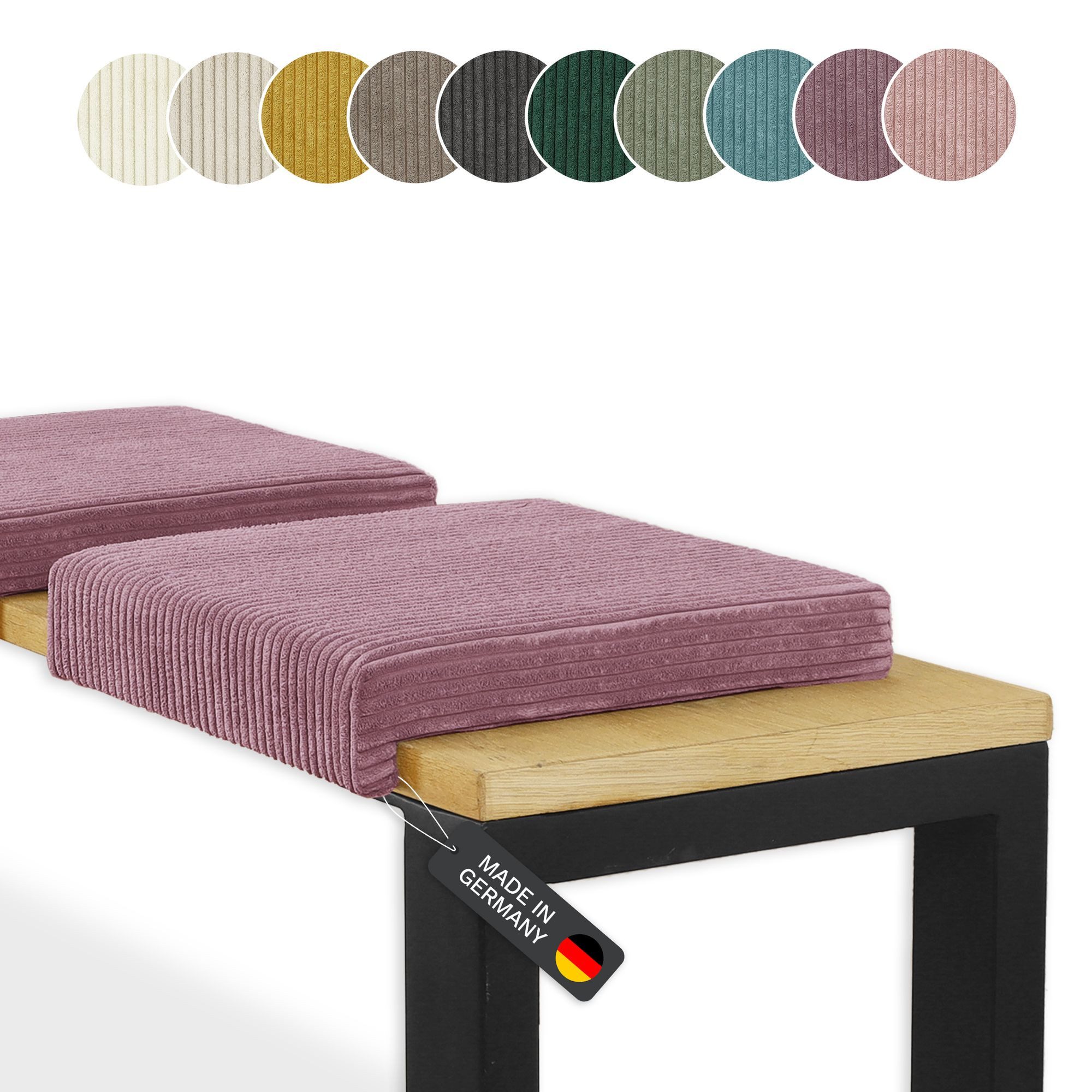 Lycce Bankauflage Bankauflage Klemmkissen 1 Leiste, Cordstoff extra Polsterung, (1 St), für Banktiefe ab 35 cm, verrutscht nicht, versch. Farben