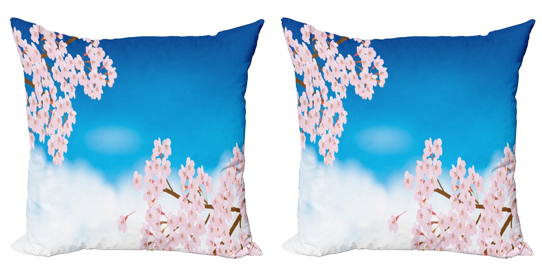 Kissenbezüge Modern Accent Doppelseitiger Digitaldruck, Abakuhaus (2 Stück), Blau Und Pink Tender Sakura und Sky