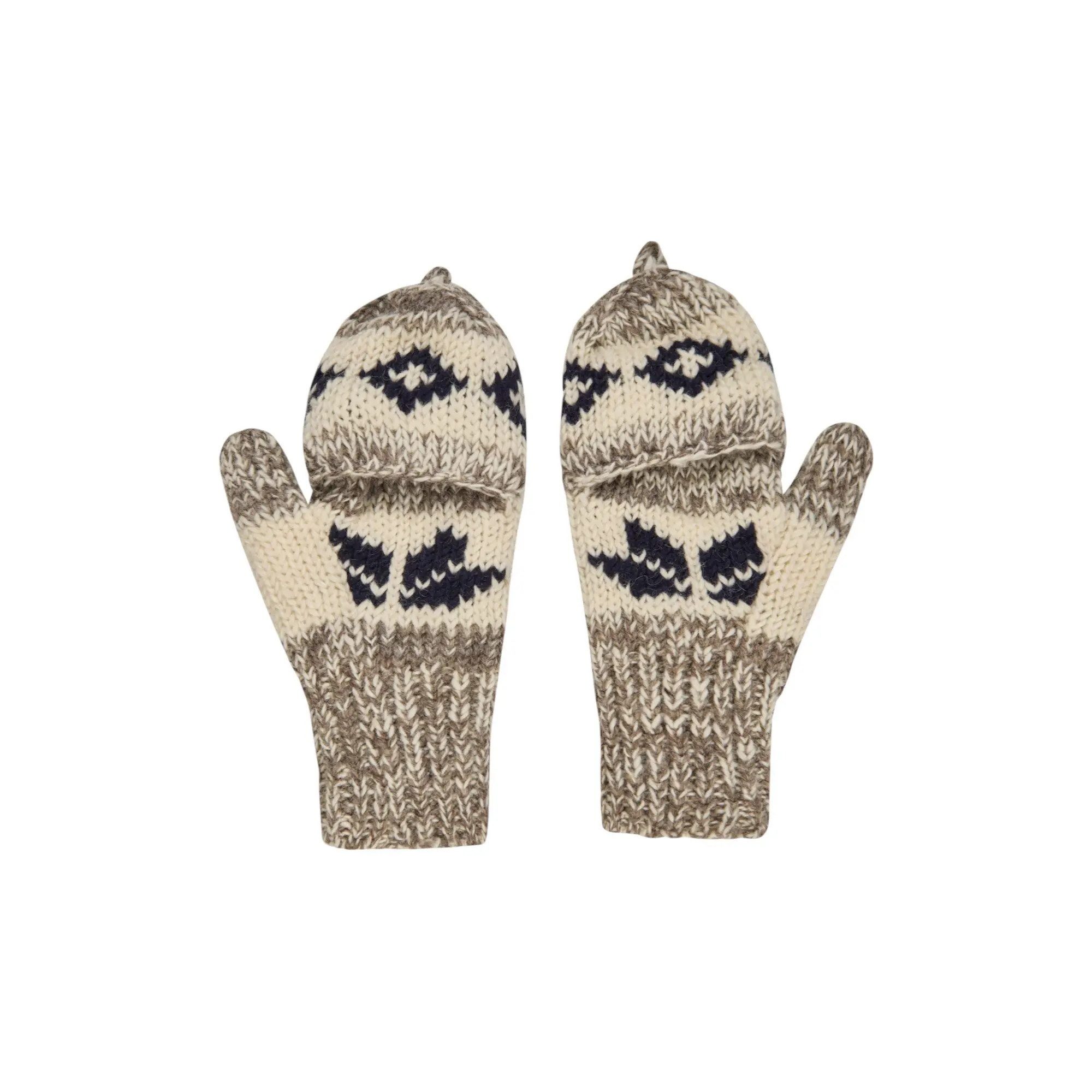 THC Natural Line Strickhandschuhe THC Klapphandschuhe 609 Norweger grau (1-St., 1 Paar) abklappbare Fingerspitzen