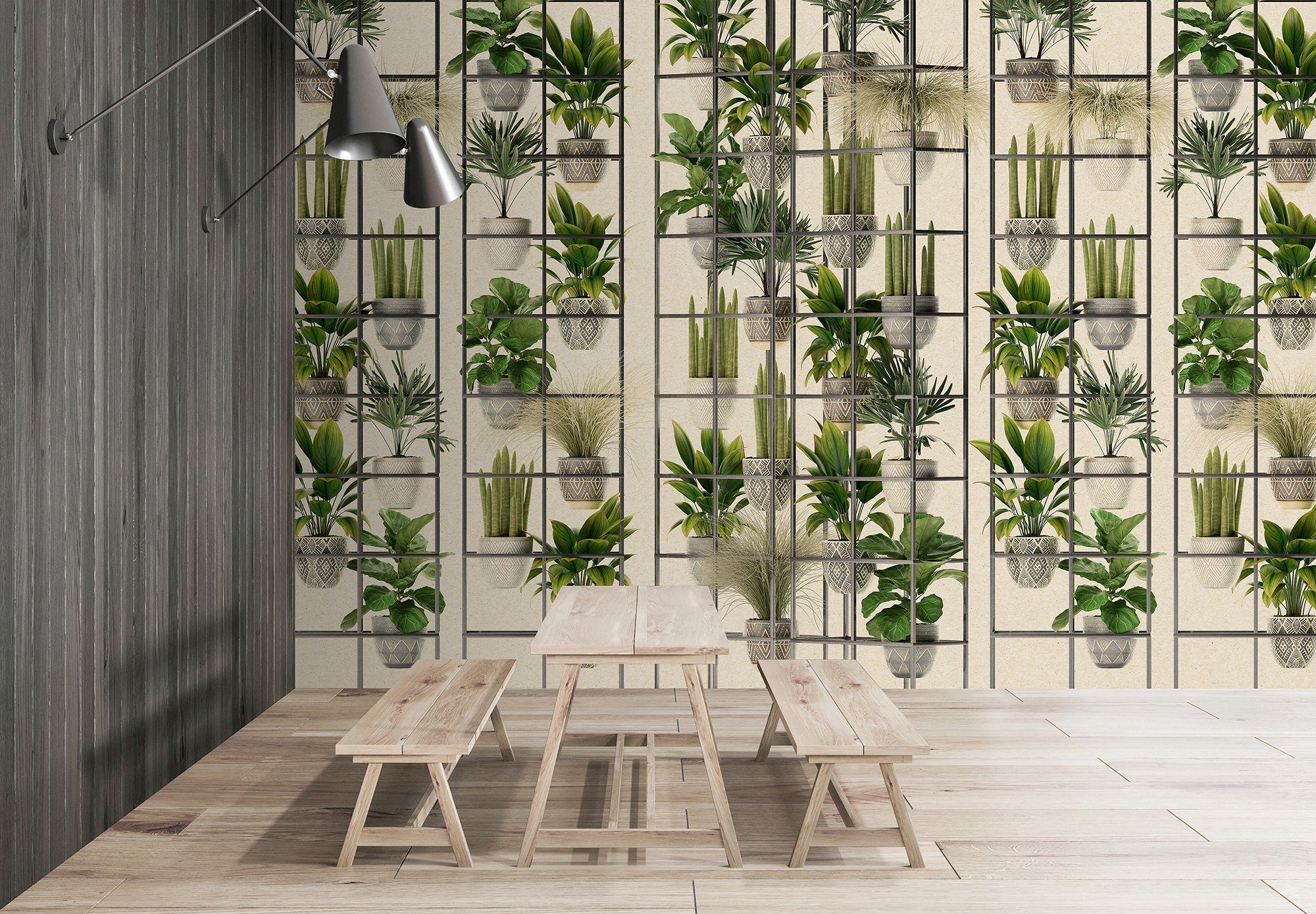Shop, living Patel grün-beige Walls walls Plant Fototapete glatt, by Wand Vlies,