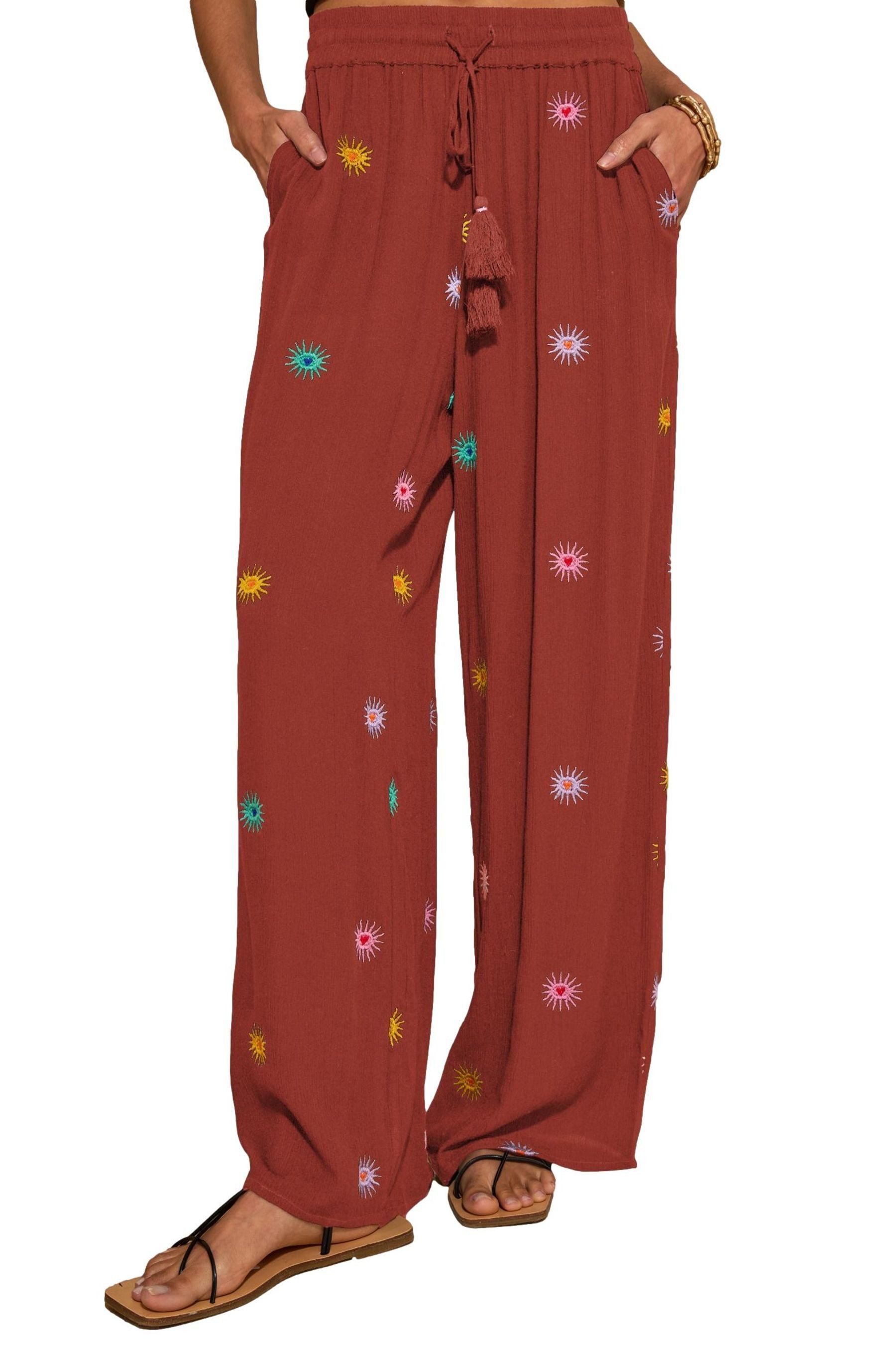 Strandhose Love & Roses Strandhose mit weitem Bein