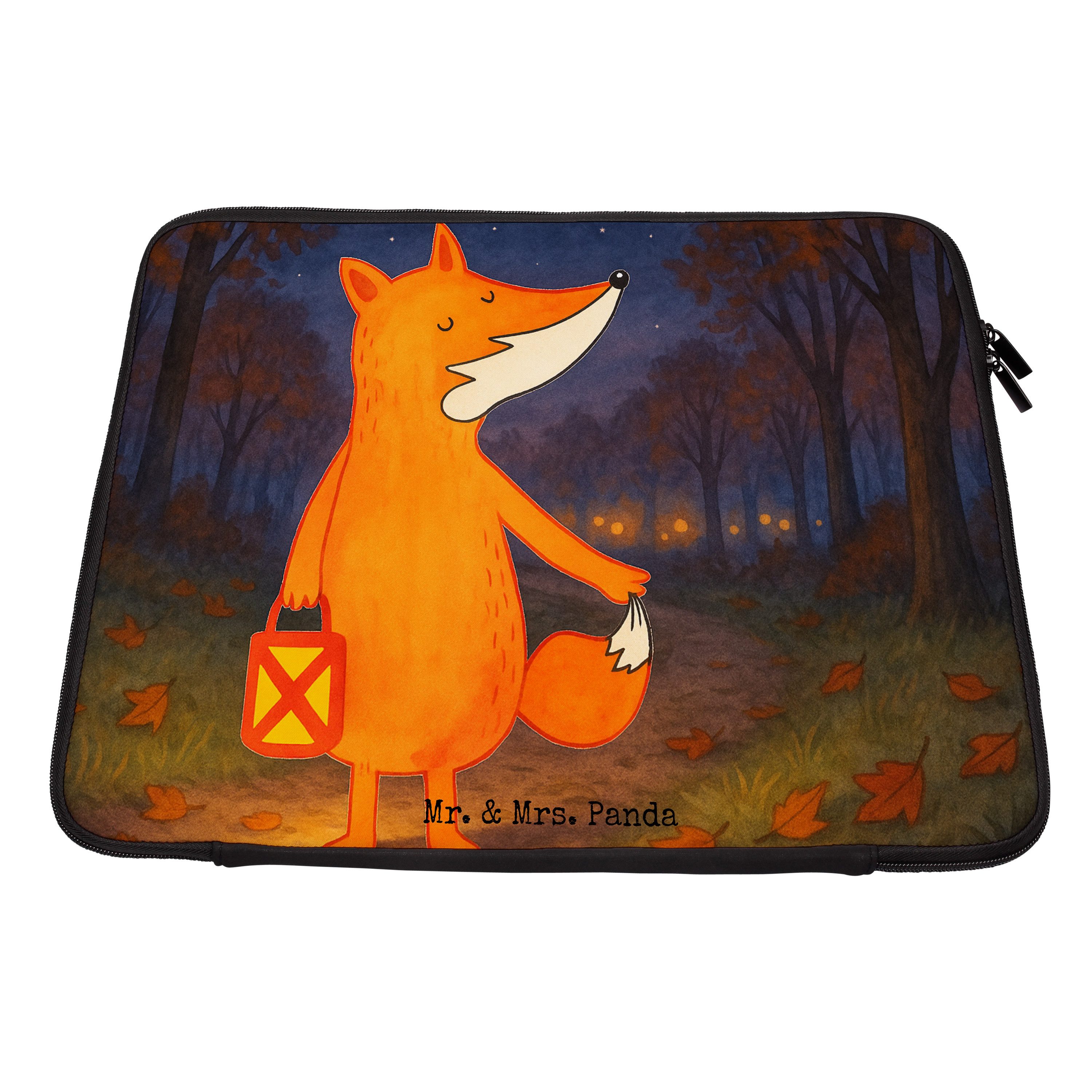 Mr. & Mrs. Panda Laptop-Hülle Fuchs Laterne Design, Laptop Tasche 13" 34 x 26,5 cm, Weiß, Laptoptas, Liebeskummer Spruch Notebook-Case Laptop Tasche