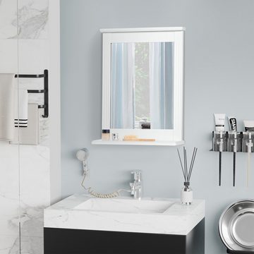 Kleankin Spiegel Wandspiegel Modernes Design platzsparend MDF Glas Weiß (Set, 1-St., inkl. Badezimmerspiegel), mit Ablage